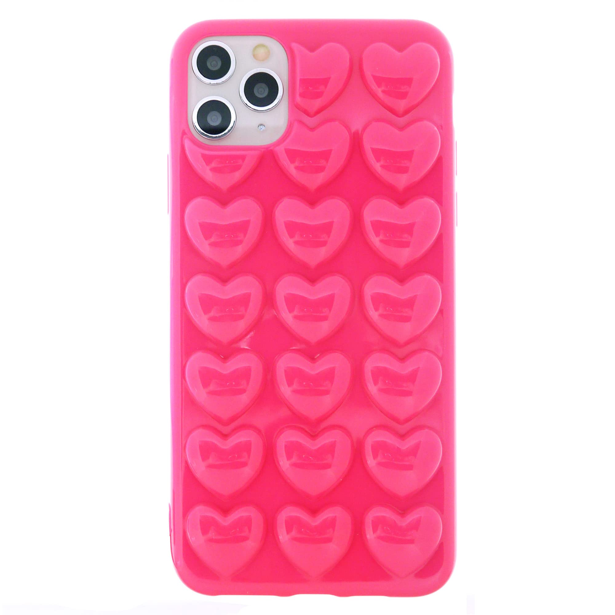 DMaos for iPhone 11 Pro Case for Women, 3D Pop Bubble Heart Kawaii Gel Cover, Cute Girly for iPhone11 Pro 5.8 inch - Hot Pink