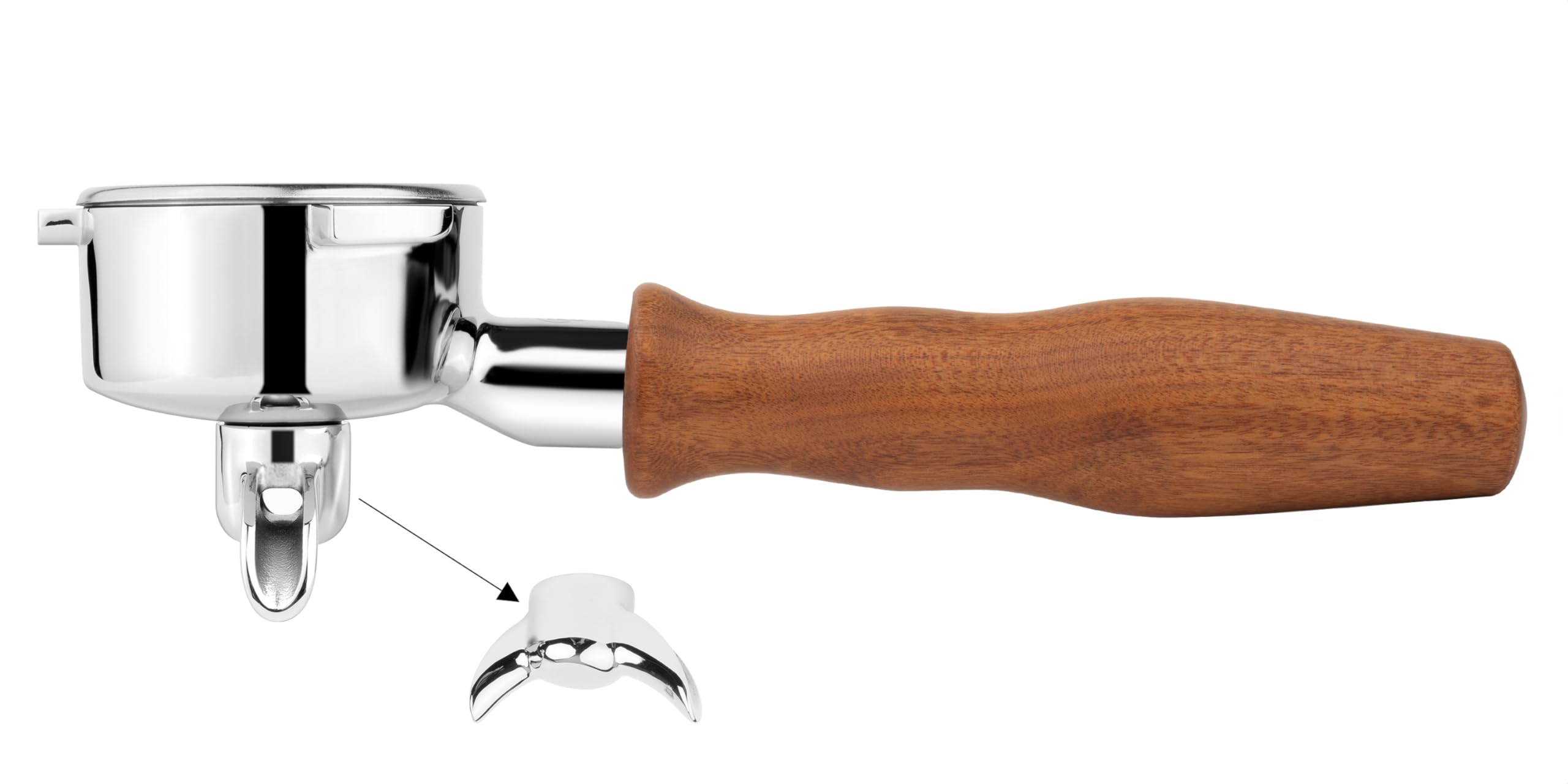 Lilq 54Mm Double Spouts 3 Ears Portafilter | Compatible With 54Mm Breville Machines | Stable Handle | Rosewood