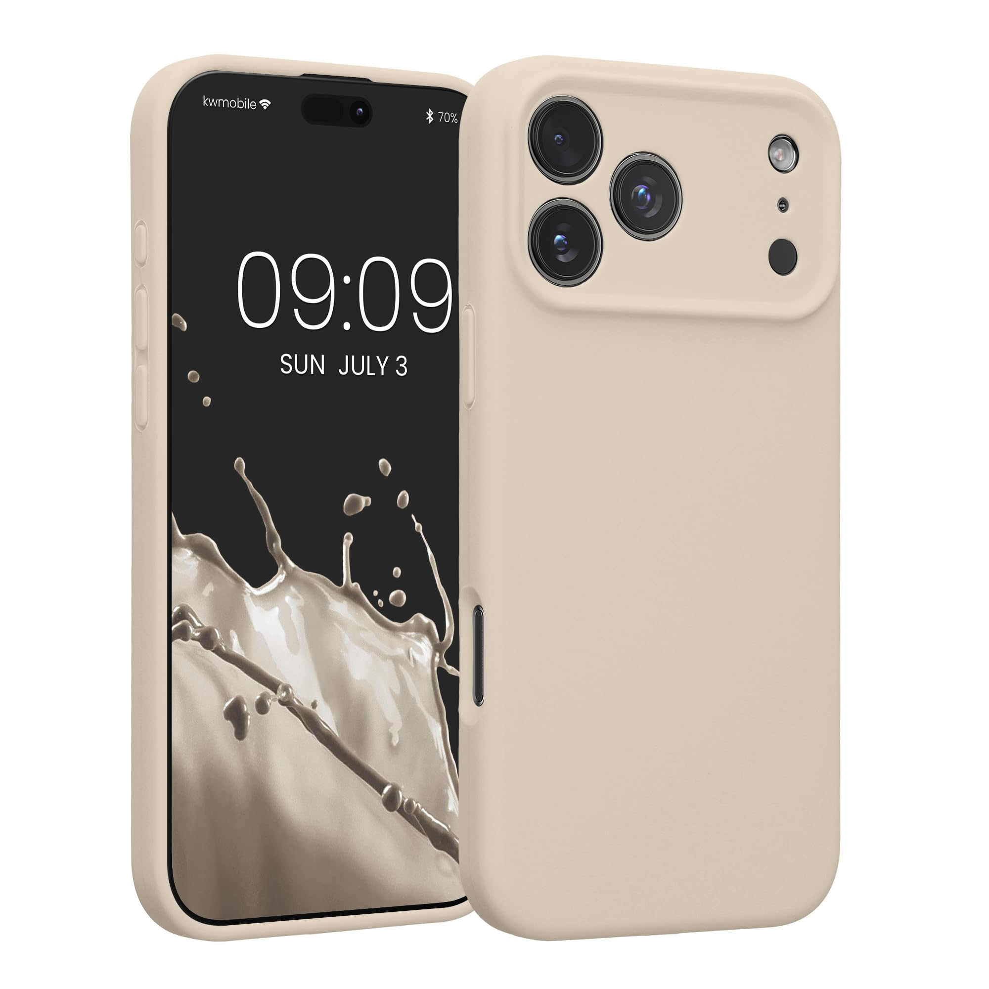 kwmobile Case Compatible with Apple iPhone 17 Pro Max Case - Slim TPU Silicone Phone Cover - Soft Touch Finish - Cream