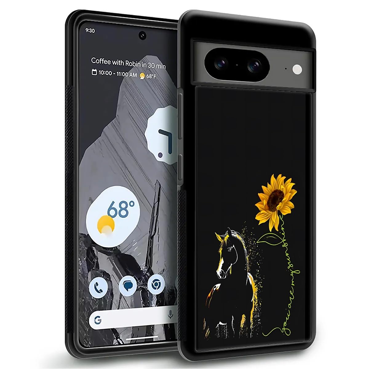 Fkbrcl4U For Google Pixel 8 Case, Horse Sunflower Yellow Sunshine Pattern Graphic Design Girl Boy Soft Silicone Hard Acrylic Sho