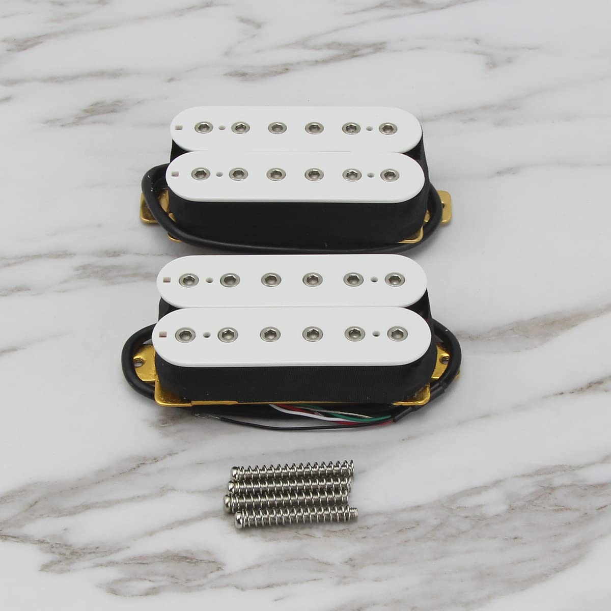 Fleor Neck+Bridge Pickup Set Double Coil Humbucker Pickups For Electric Guitar Pickup Replacement White