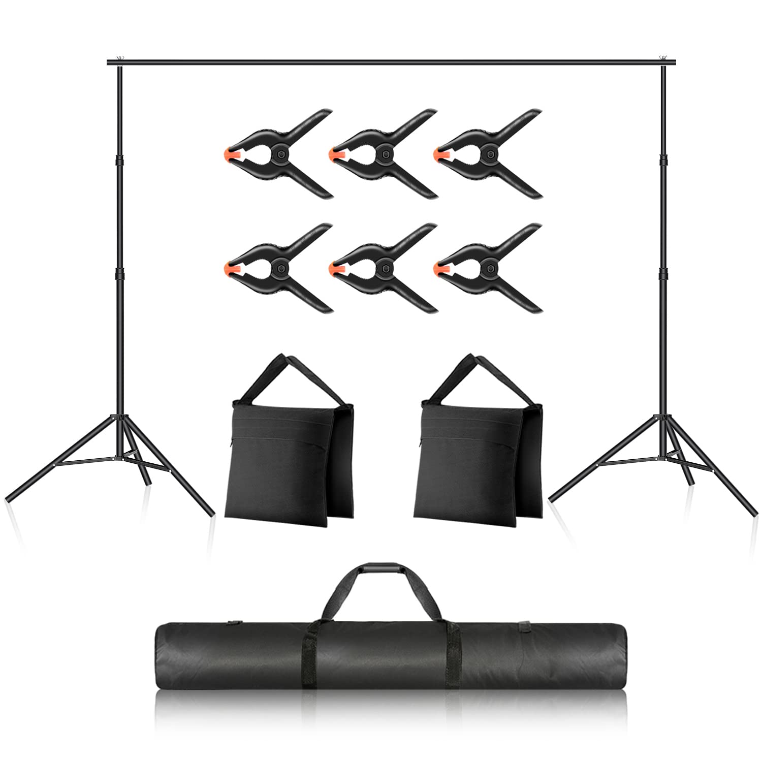 Neewer Photo Studio Backdrop Support System, 10Ft/3M Wide 6.6Ft/2M High Adjustable Background Stand With 4 Crossbars, 6 Backdrop