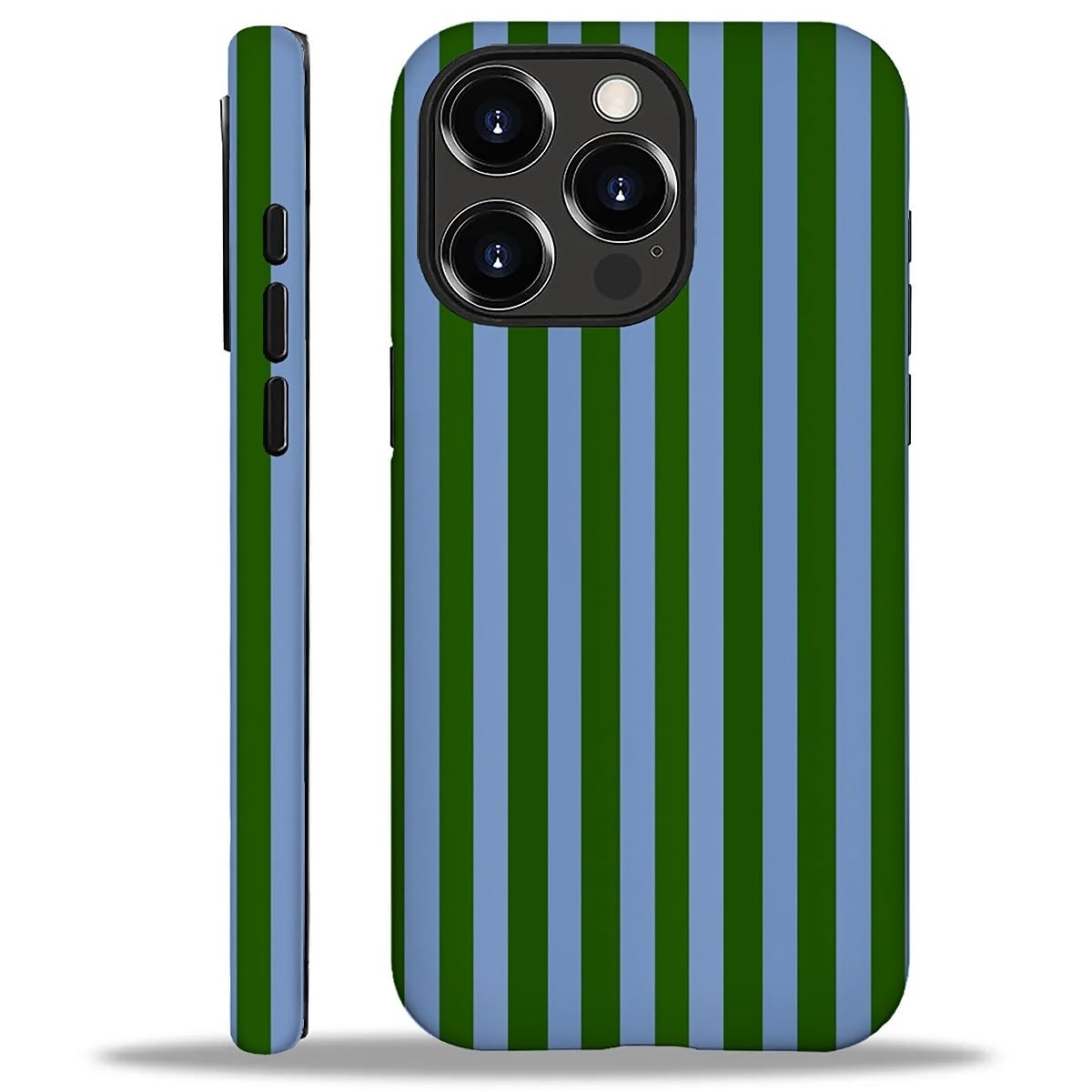WANKBLC Compatible with iPhone 16 Pro Max Matte Case, Green and Blue Stripes Geometric Vertical Line Pattern for Girl Full Body 