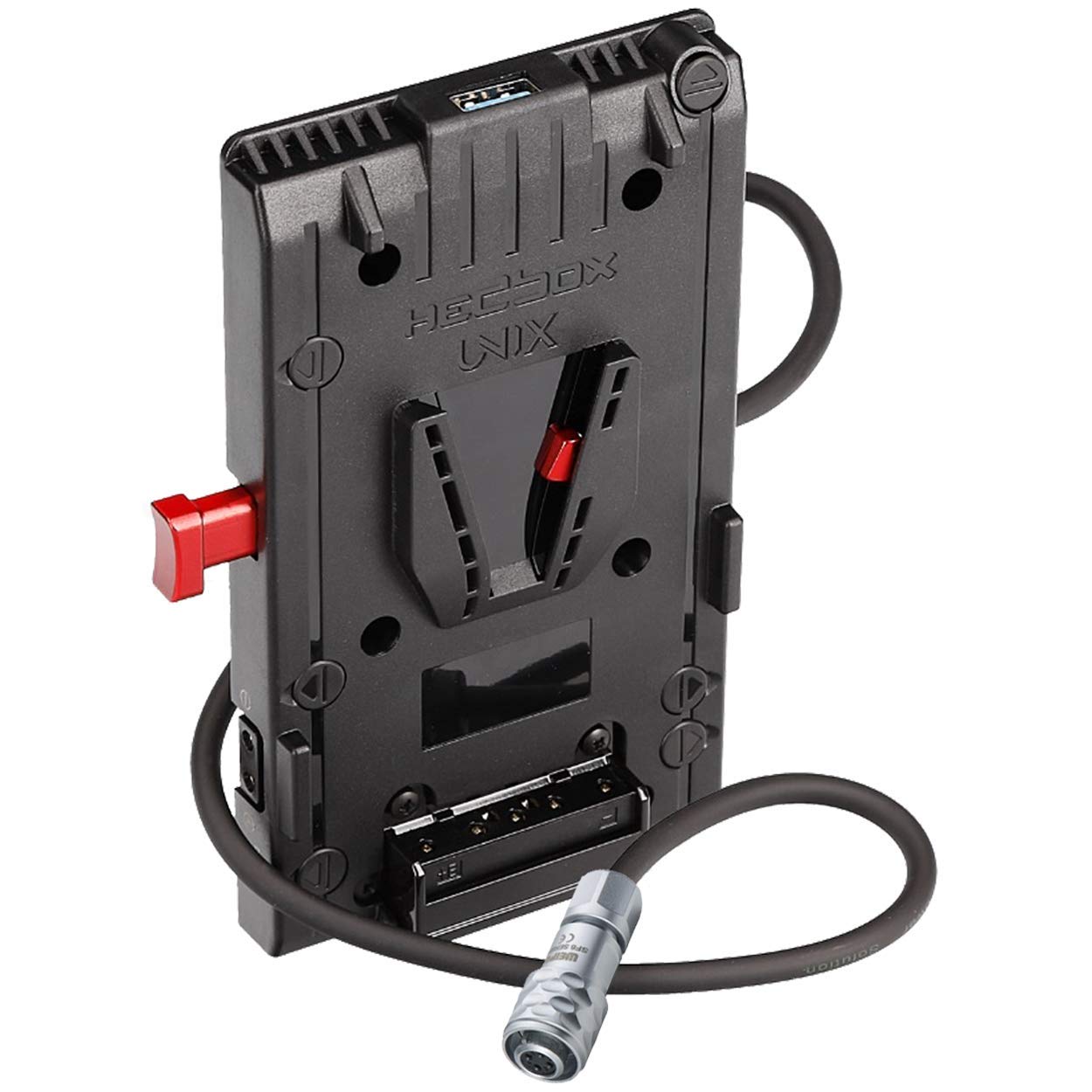 Hedbox Unix Bm V Mount Battery Adapter Power Plate, With 3X D Tap 14.4V/10A And Usb 5V/2.1A, 15''/40Cm Cable With 2 Pin Push Pul