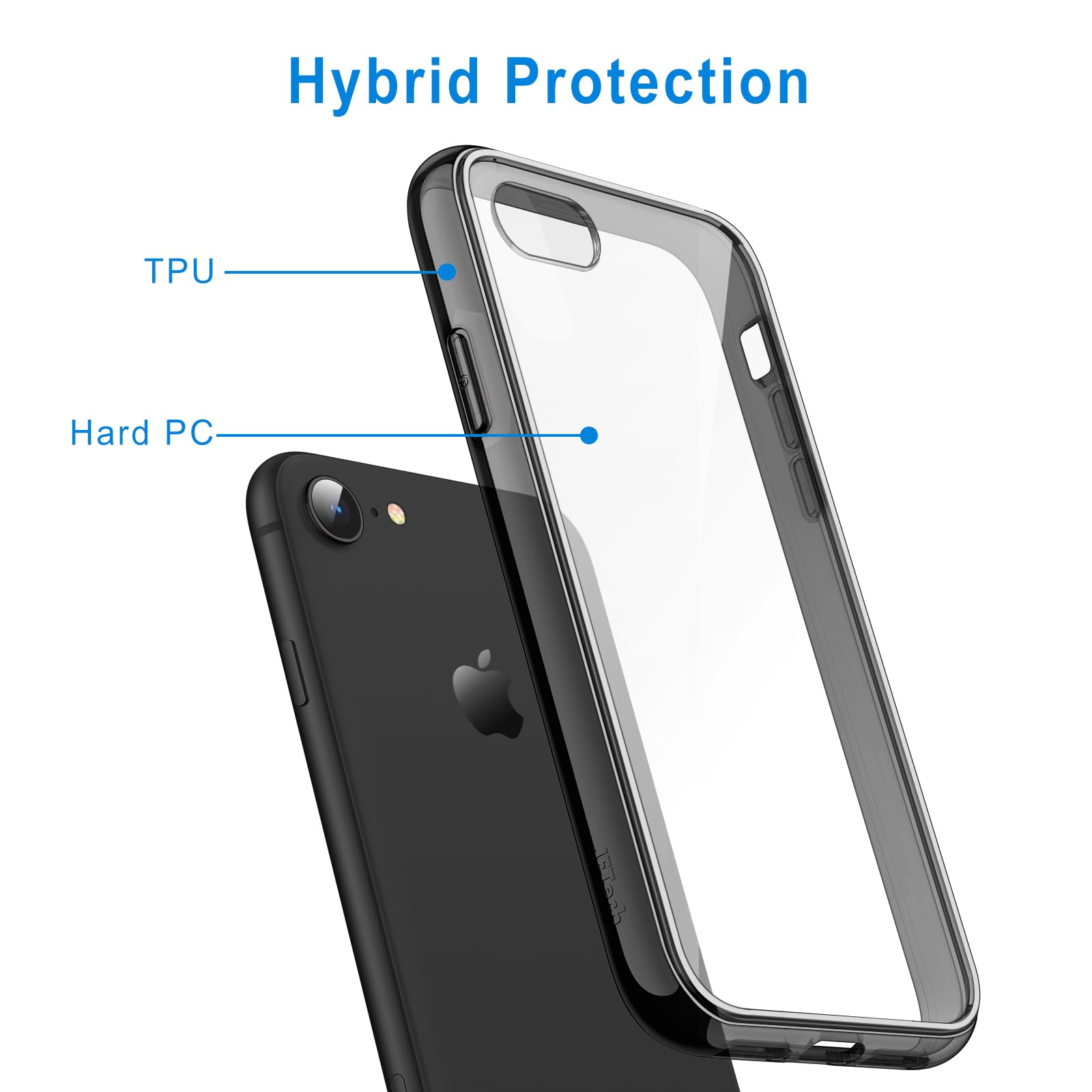 Jetech Case For Iphone Se 3/2 (2022/2020 Edition), Iphone 8 And Iphone 7, 4.7 Inch, Non Yellowing Shockproof Phone Bumper Cover,