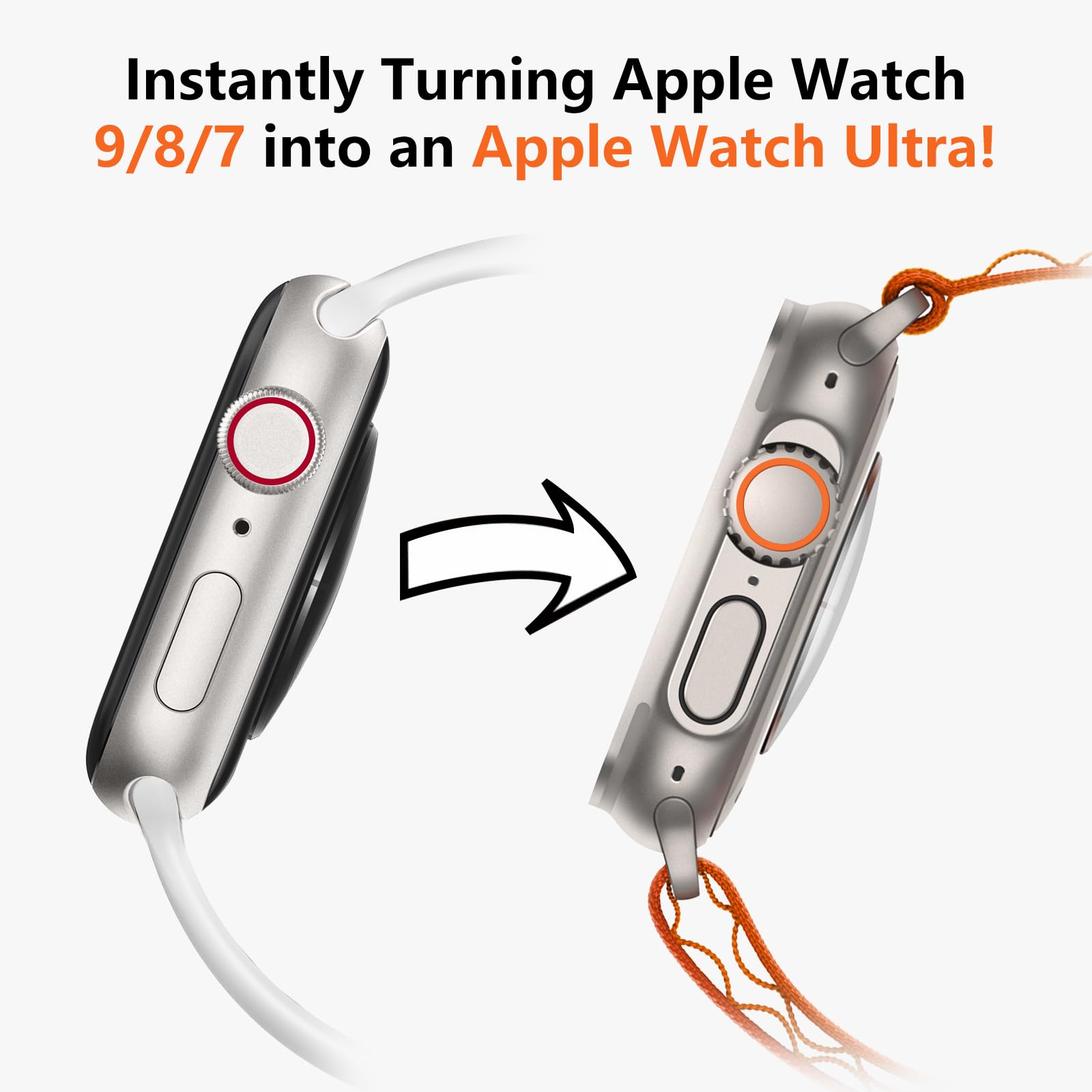 Amband 3 In 1 Metal Case Compatible With Apple Watch Series 9/8/7 45Mm, W1 Rugged Bumper Protector [Turning Into Ultra 2/1 Upgra
