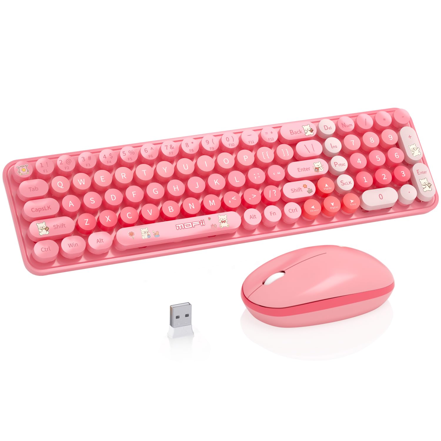 Wireless Keyboard And Mouse Combo, 2.4G Compact Small Ergonomic Cute Colorfull Wireless Keyboard Mouse For Computer Desktop Pc L