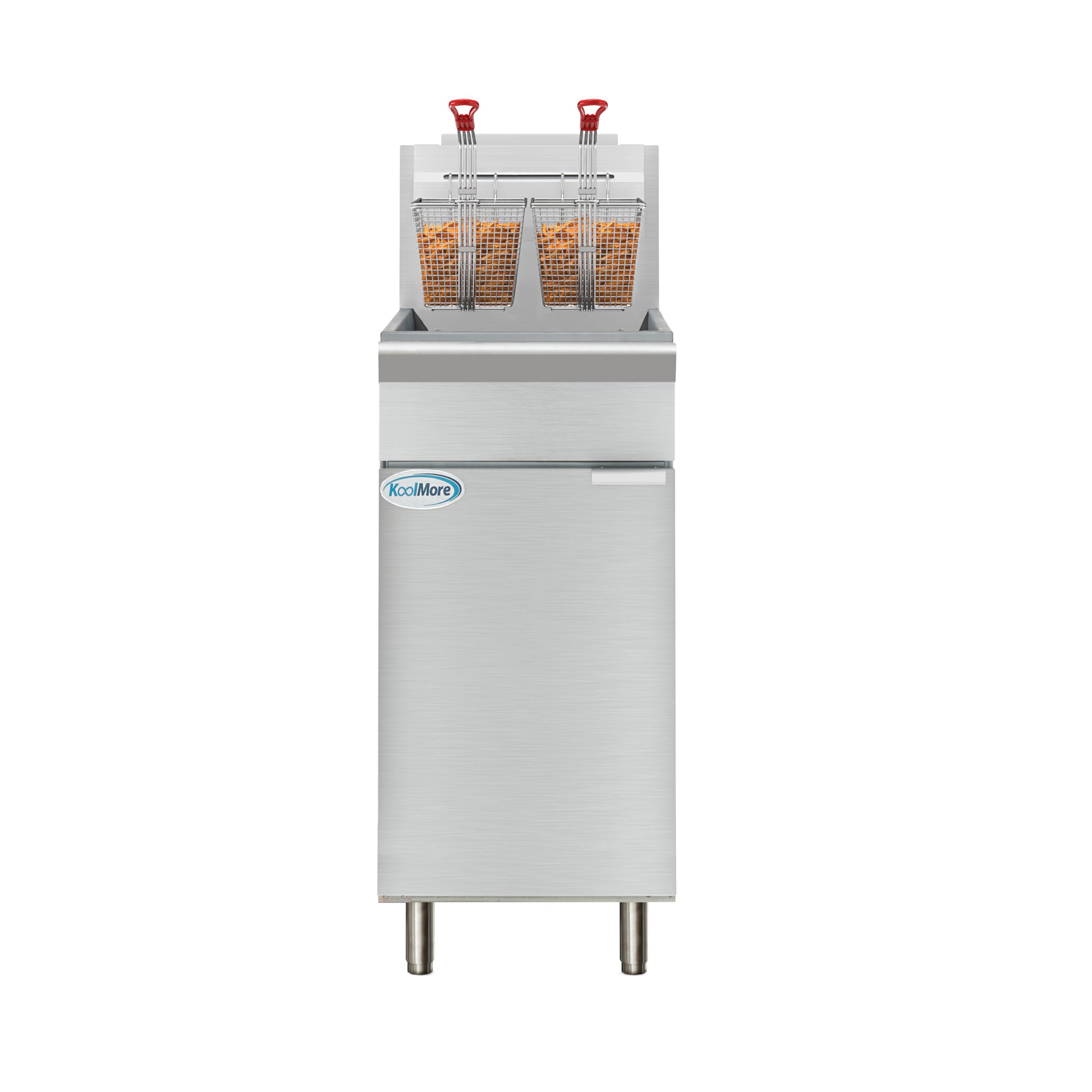 KoolMore 40 lb. Floor Standing Liquid Propane Commercial Deep Fryer with 90,000 BTU in Stainless-Steel, ETL Listed (KM-FDF40-LP)