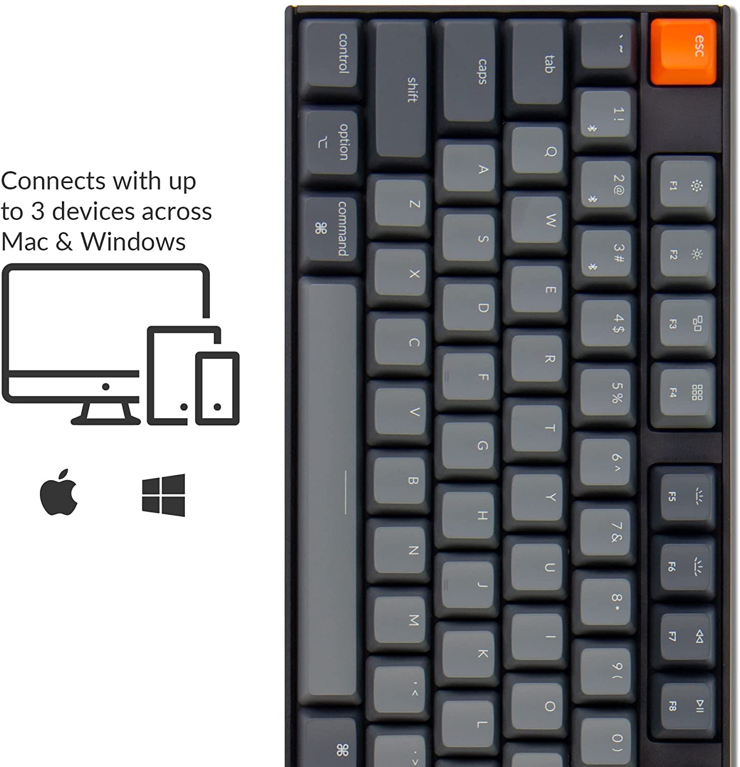 Keychron K10 Wireless Mechanical Gaming Keyboard, Hot Swappable 104 Keys Full Size Gateron G Pro Brown Switch, White Led Backlig