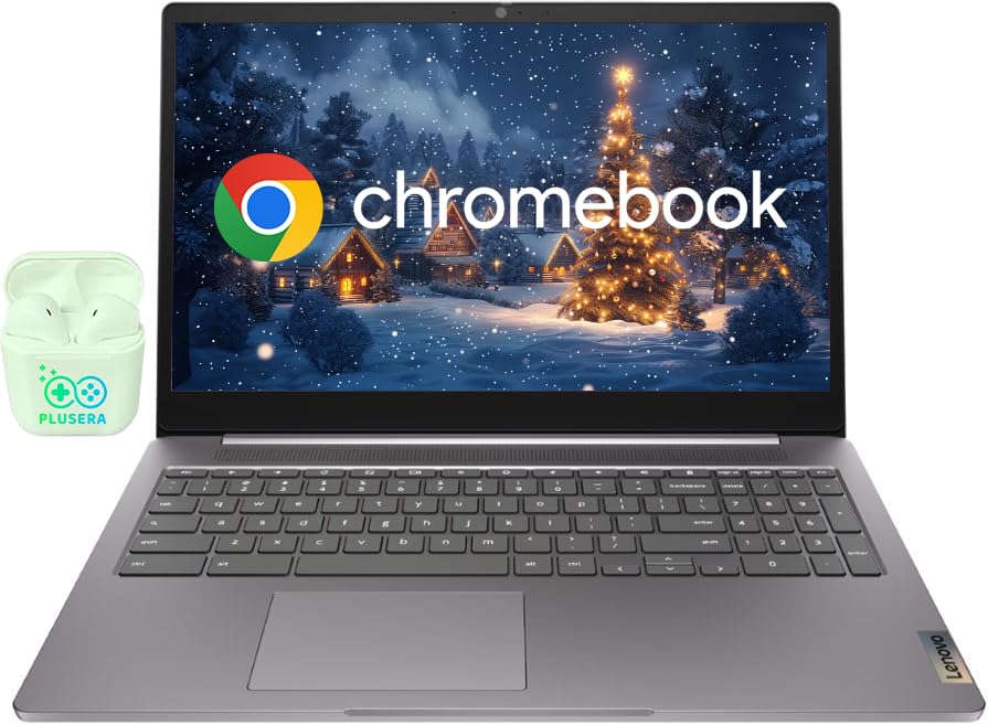 Lenovo 15.6 FHD IdeaPad Chromebook Laptop, Dual-Core Intel Celeron, Chrome OS, Numeric Keypad, Camera Privacy Shutter, PLUSERA E