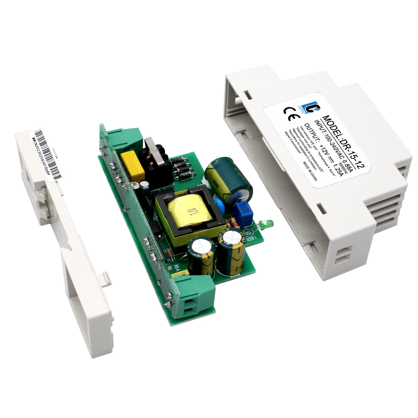 Lclctc Dc 12V Din Rail Power Supply Slim 15W 1.25A Max(1A Can Also Be Used);Thin;(Input:100 240Vac,Output:12Vdc,50/60Hz) (Volts_