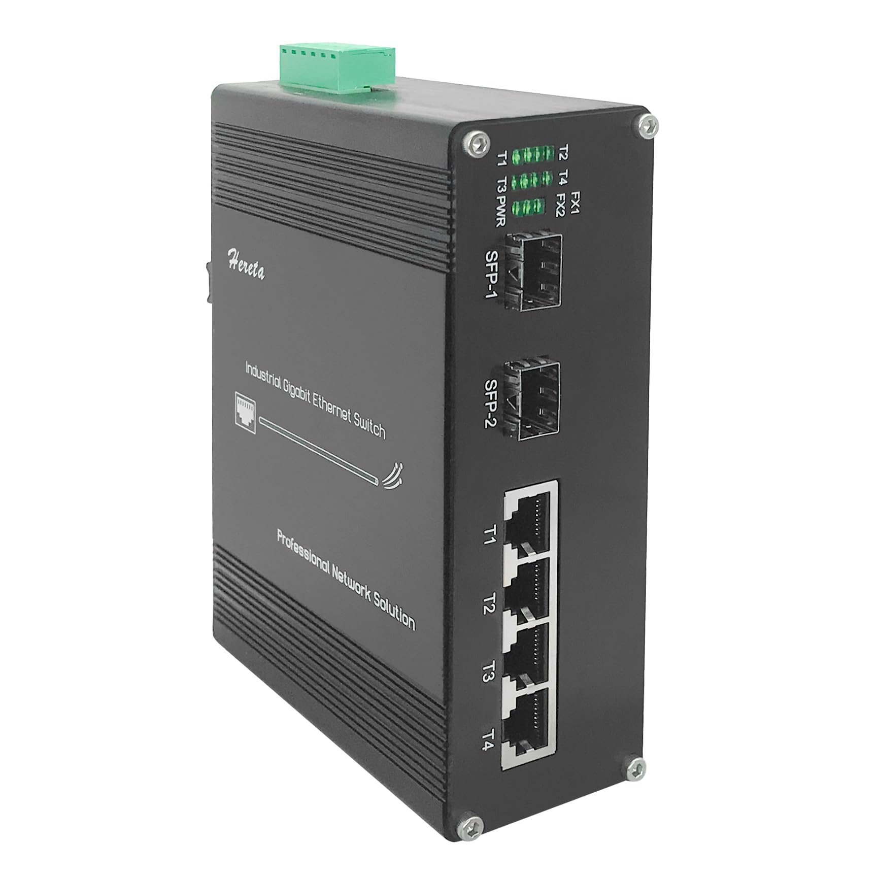 Hereta Hardened Industrial Gigabit Poe+ Switch Mini 6 Ports Compact Fiber Ethernet Switch 4 Ports Poe+ Optical Switch (30W Per P