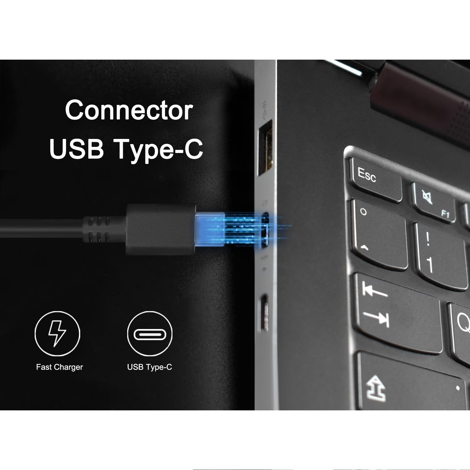 2 Prong 65W Usb C Ac Adapter For Lenovo Thinkpad Charger T480 T480S T490 T490S T495 T495S T580 T590 E480 E490 E490S E495 E580 E590 E595 X1 Carbon X395 Power Cord