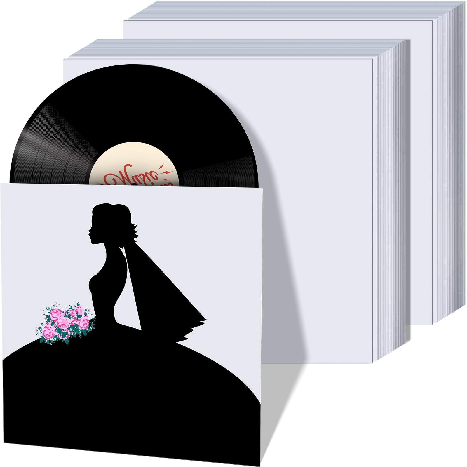 Gueevin 12 Inch Blank Album Covers, Blank Vinyl Records Covers, Record Outer Sleeves, White Cardboard Sleeves Lp Vinyl Jackets, 