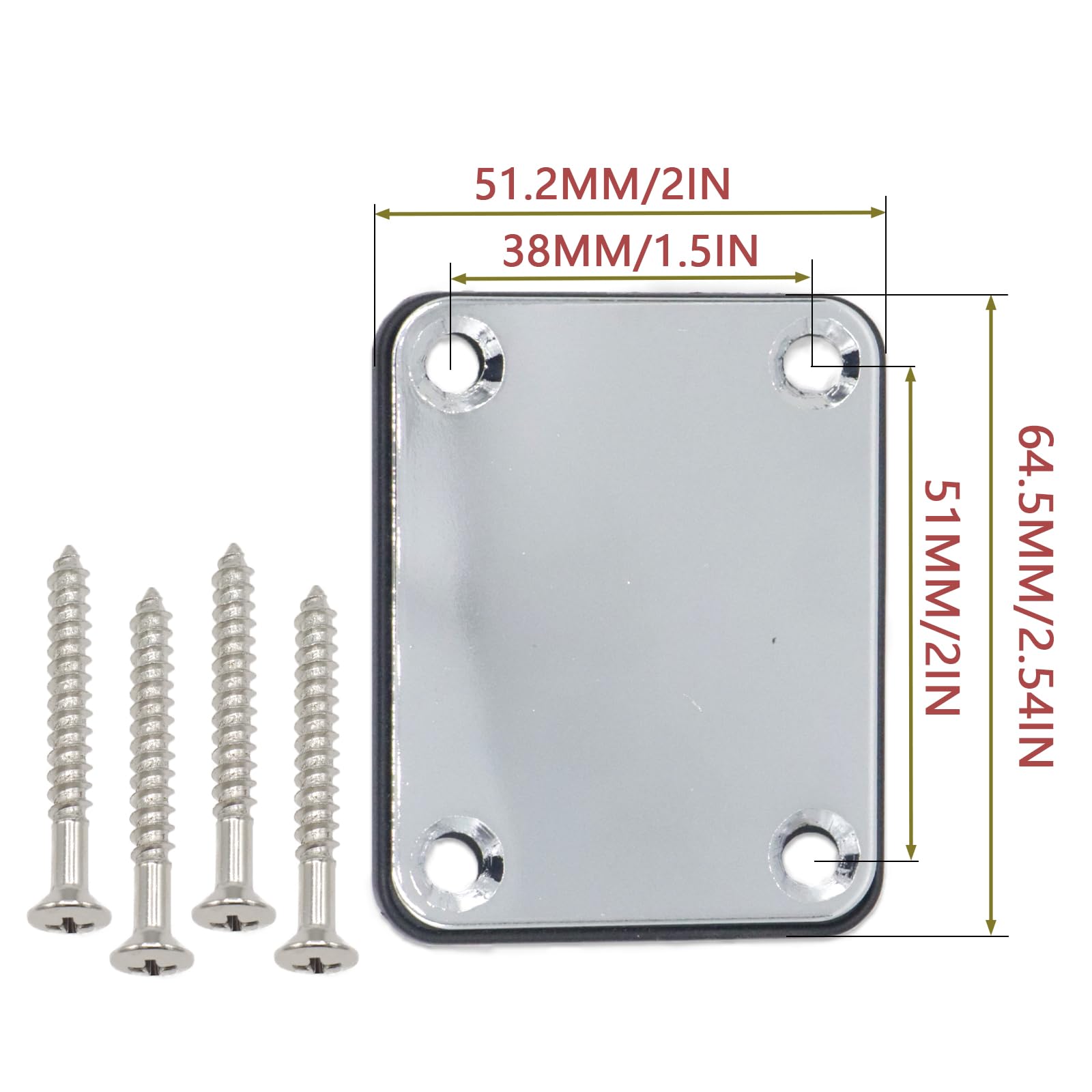 Cashbeat Silver Electric Bass Guitar Neck Plate, Strengthening Joint Connecting Plate For Guitar Parts, Compatible With Fender S