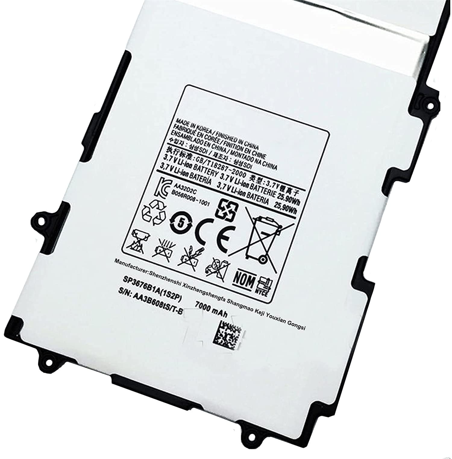 Sp3676B1A(1S2P) Sp3676B1A Tablet Battery Replacement For Samsung Galaxy Tab 2 10.1 Series Gt P7510 Gt 7511 Gt N8010 Gt P5100 Gt