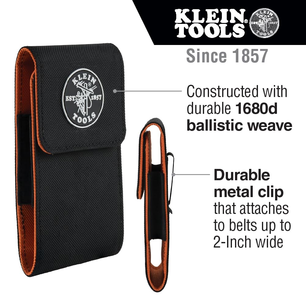 Klein Tools 55474 Phone Holder, Xx Large, Fits Iphone, Google, Lg, Samsung Phones, With Magnetic Closure And Belt Clip
