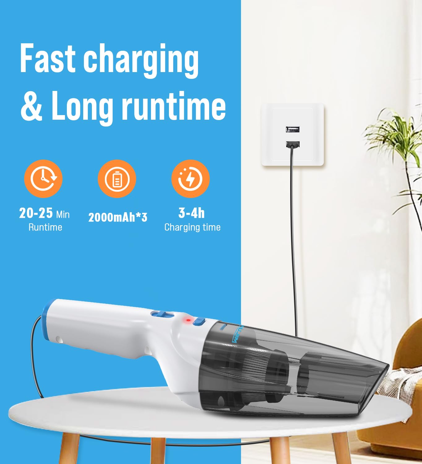 Milunho Handheld Vacuum Cordless, 9500Pa Car Vacuum Portable Cordless With Powerful Suction, Lightweight & Portable Handheld Vac