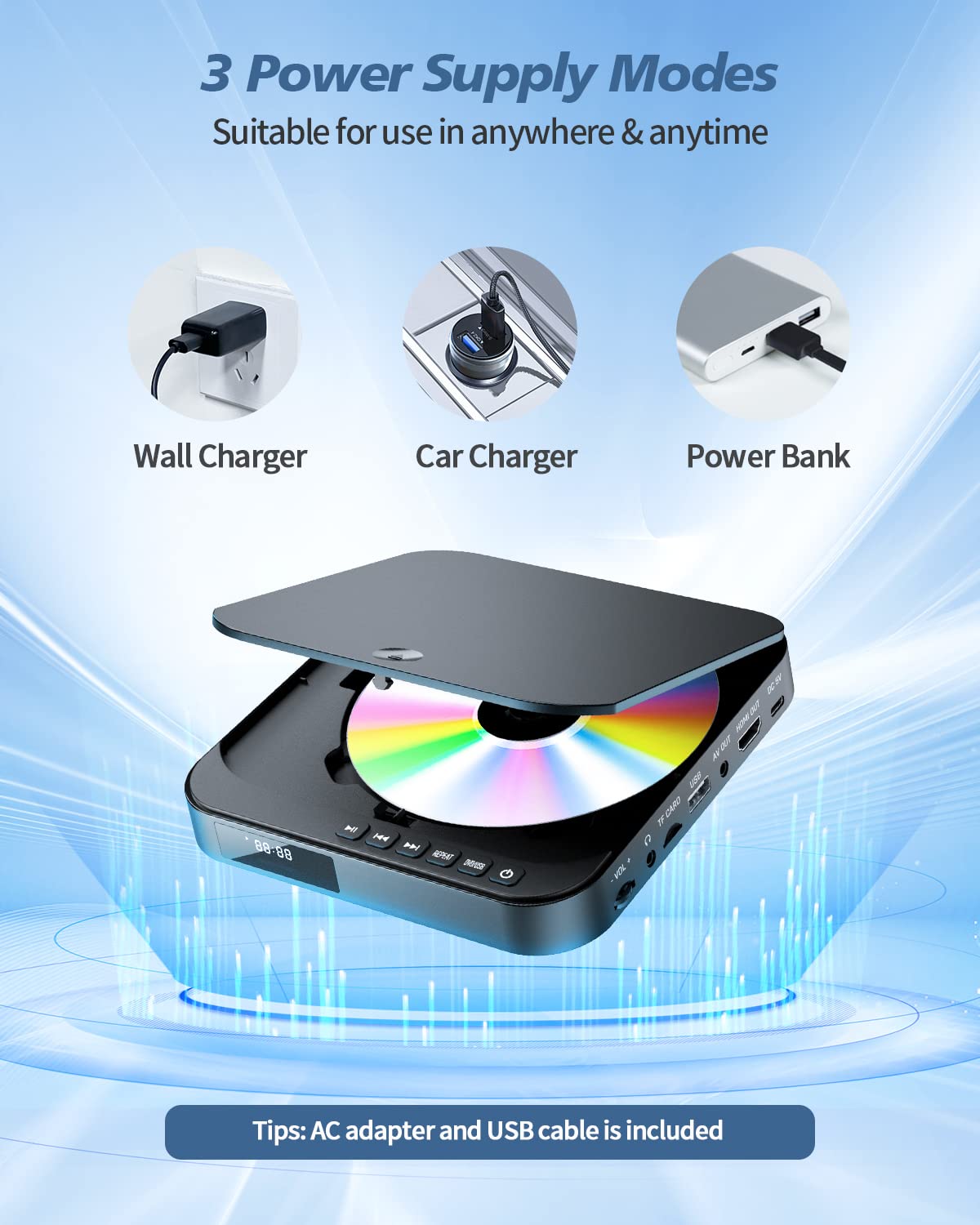 Desobry Mini Dvd Player   1080P Hd Compact Player For Tvs With Hdmi, All Region Free, Cd/Dvd, Usb/Tf Card, Remote Control, Pal/N