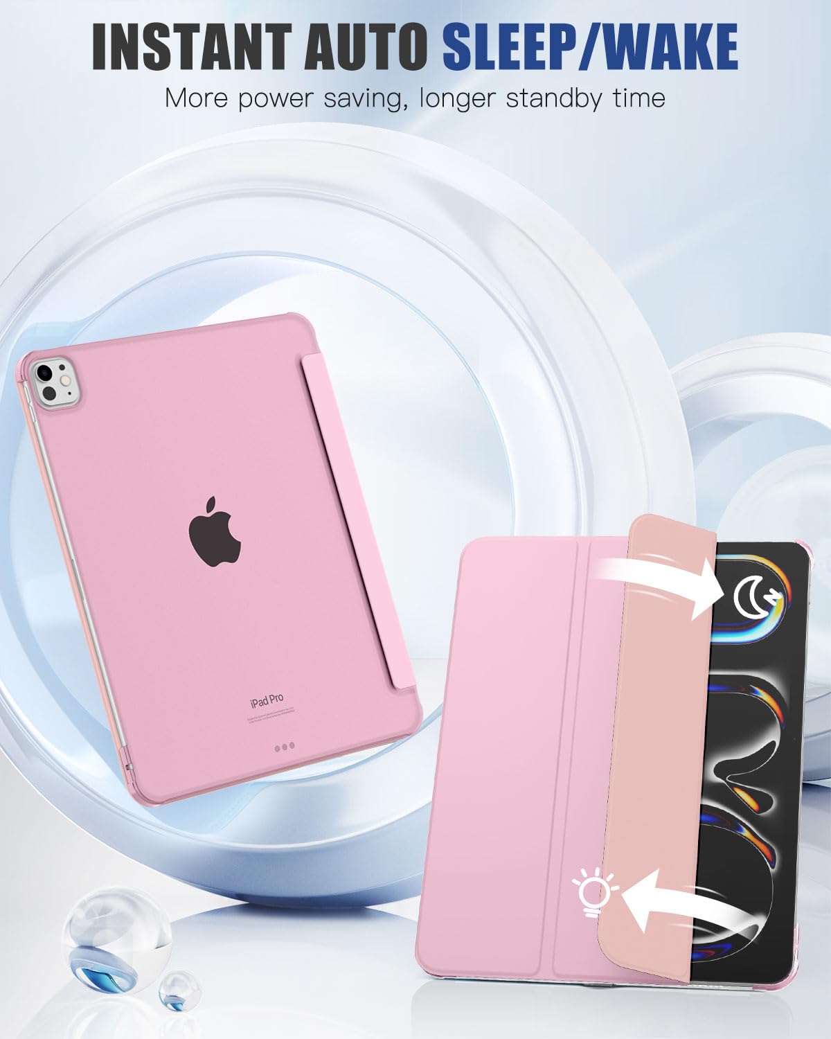 MoKo for iPad Pro 11 Inch Case M4 2024 (5th Gen), Ultra Slim Stand Case with Hard PC Translucent Back Shell Cover for iPad Pro 11'' 2024 Model (A2836/A2837/A3006),Support Apple Pencil Pro,Nosegay Pink