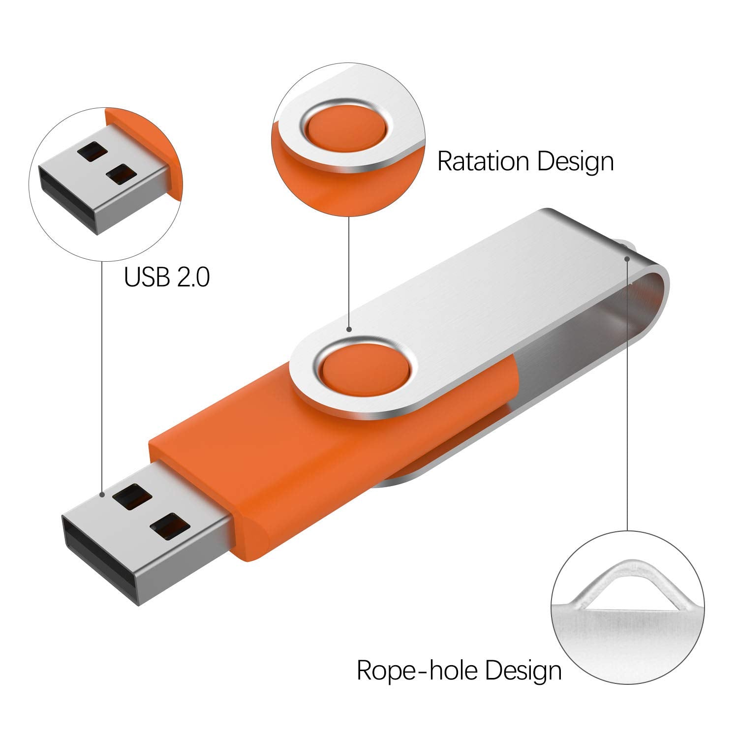 Kootion 32 Gb Usb Flash Drive 32 Gb Flash Drive 10 Pack Thumb Drive Memory Stick Pen Drive Keychain Design, Orange
