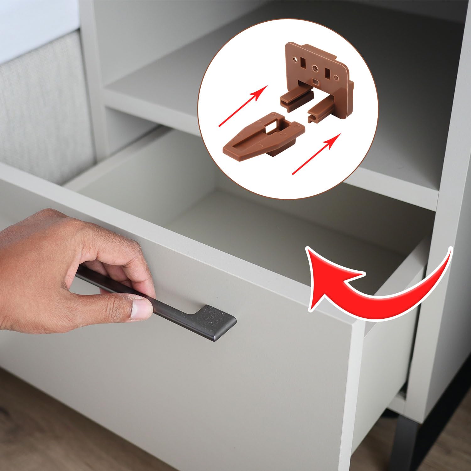 6Pcs Drawer Track Guide Kit, Plastic Drawer Guides For Kenlin Rite Trak I, Brown Replacement Drawer Slides Guides Repair Kit For