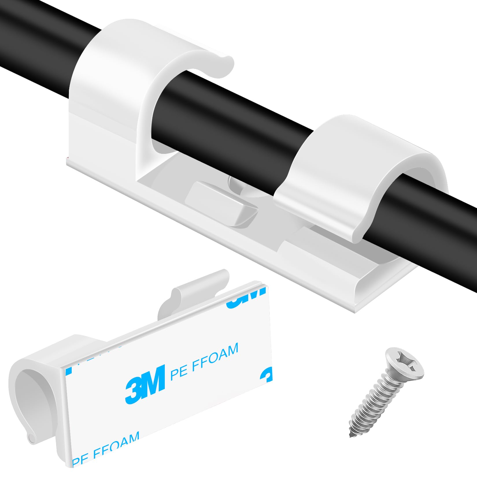 Xhf 35Pcs Large Self Adhesive Cable Clips White,Wire Clips Cable Management Wire Organizer Cord Holder For Under Desk, Car, Wall