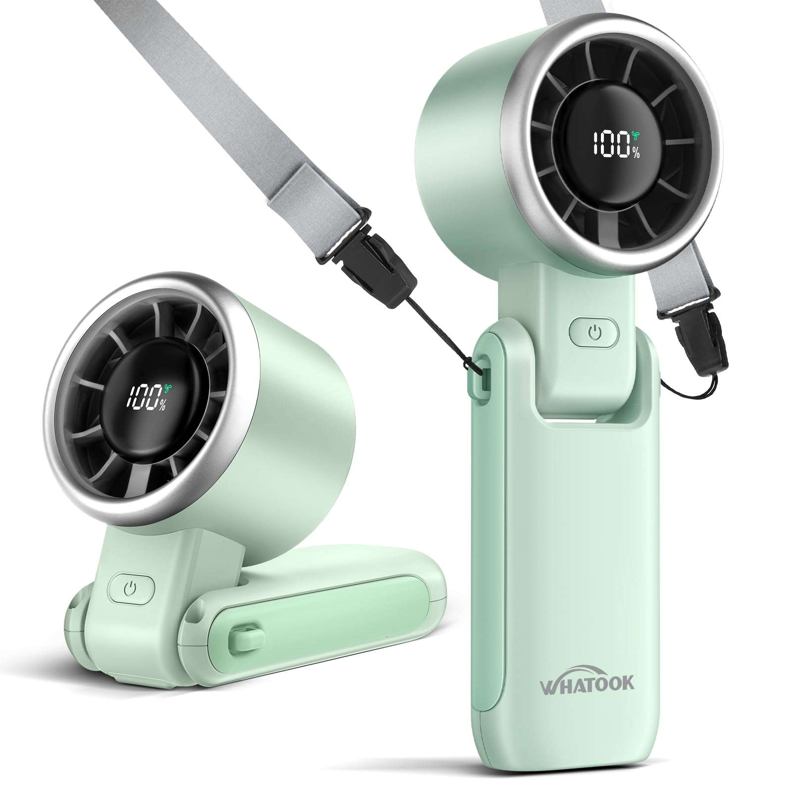 WHATOOK Portable Handheld Turbo Fan: Mini Fans with 5 Gear Wind, 4000mAh Battery Operated Rechargeable, Up to 12 Working Hours, 
