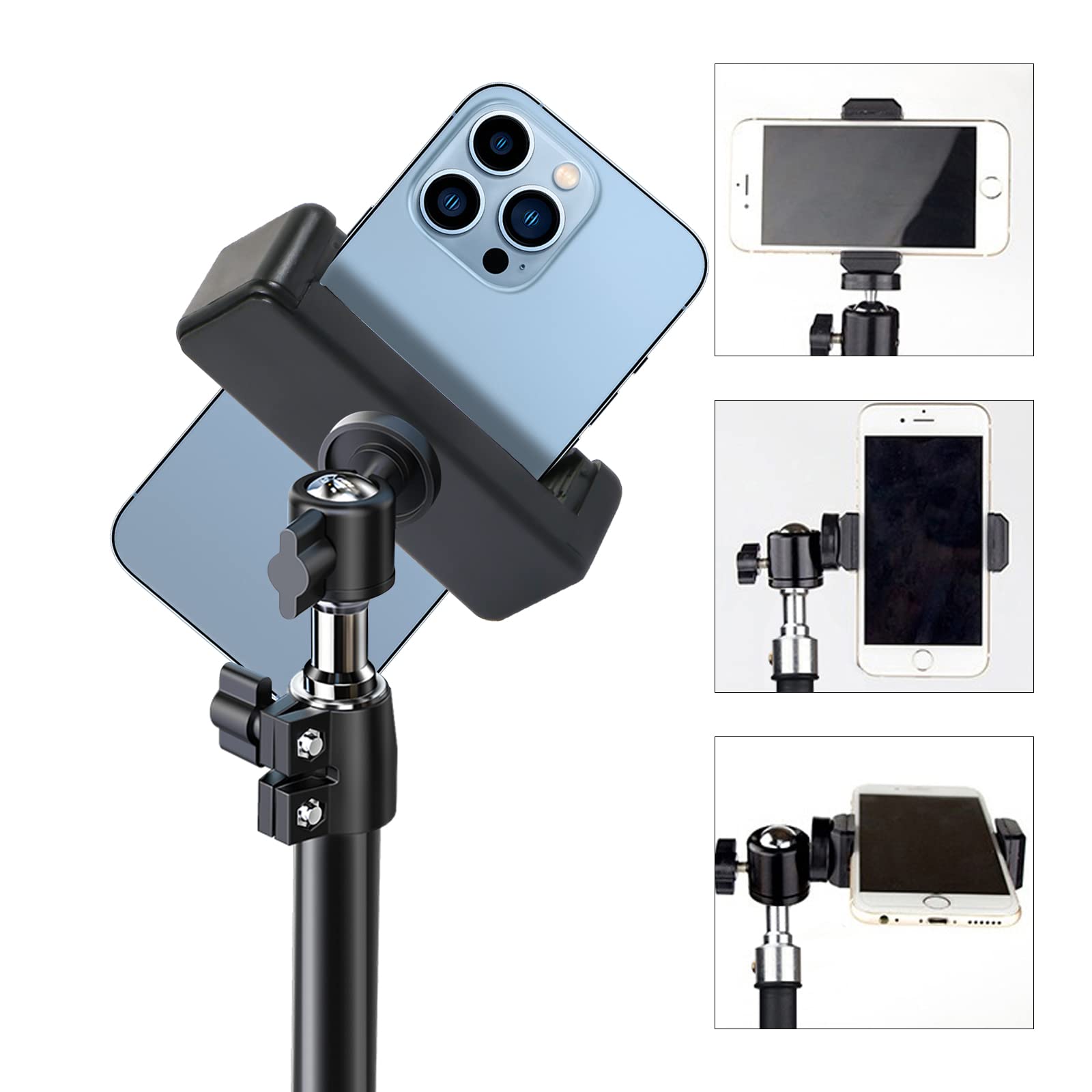 Teqooza Universal Cell Phone Tripod Mount Adapter, Phone Holder Clip Connector Head Used For Monopod Selfie Stick Travel Mini Fl