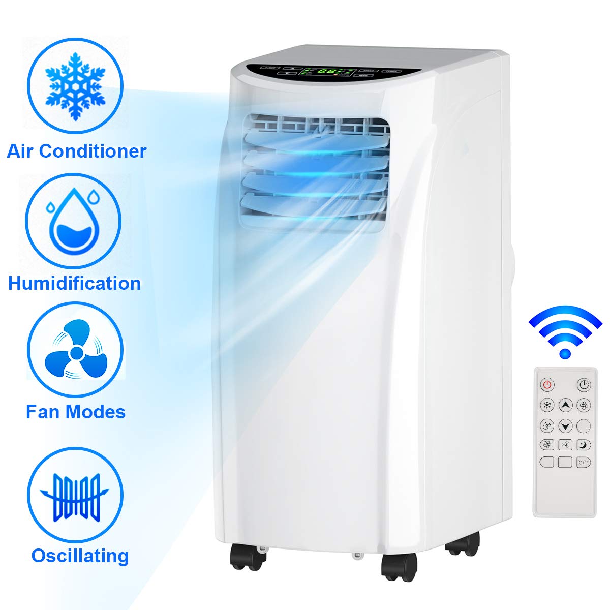 Toolsempire 8000 BTU 3-in-1 Portable Air Conditioner with Dehumidifier Remote Control EP24619US White