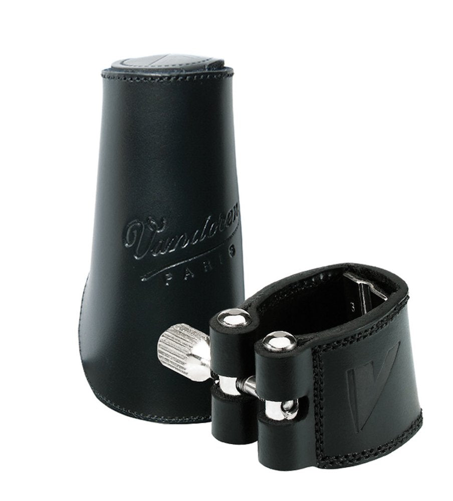 Vandoren Lc21L Leather Ligature And Leather Cap For Bb Clarinet With 3 Interchangeable Pressure Plates