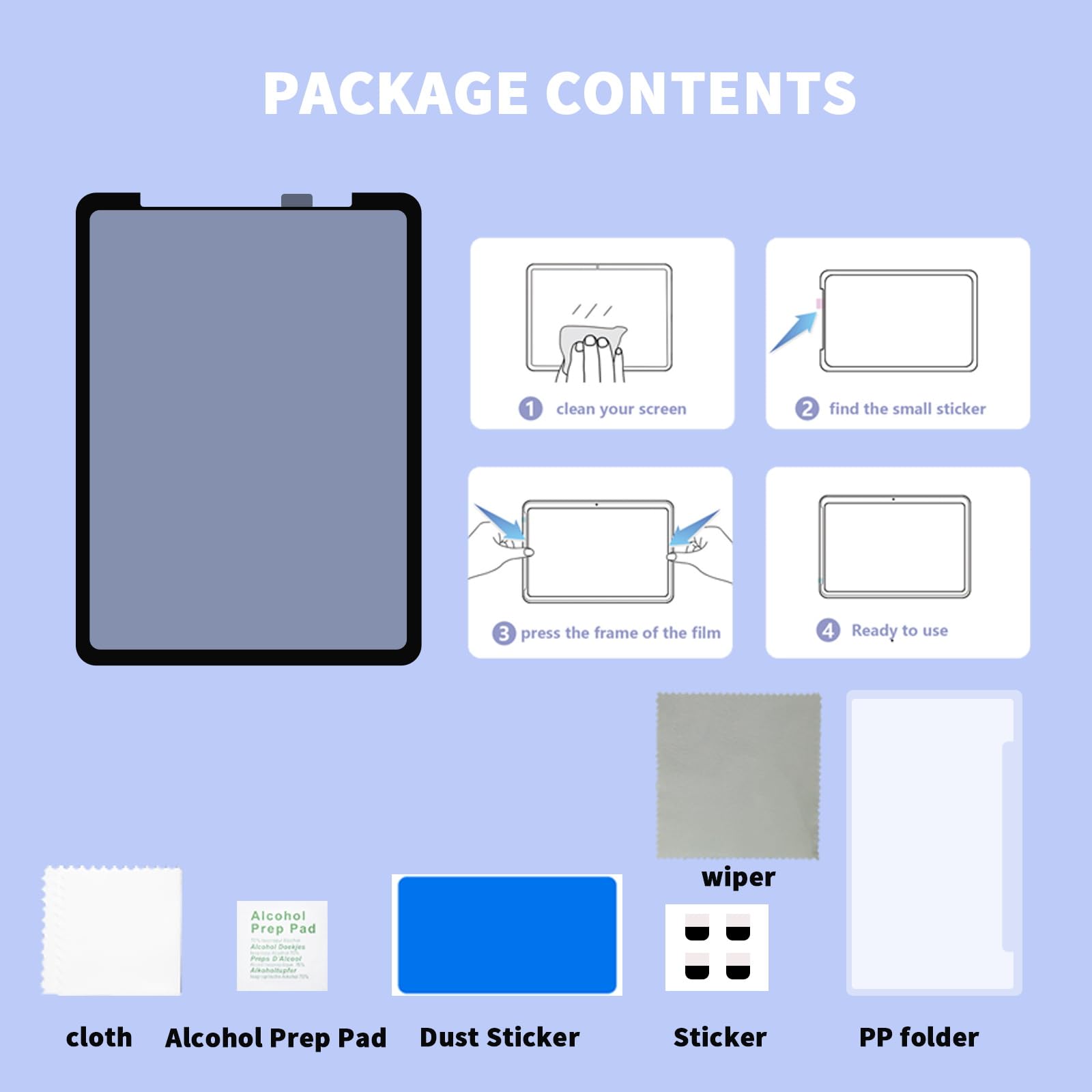 Tarrahow Removable Horizontal Privacy Screen Protector For Ipad Pro 12.9,Vacuum Adsorption,Bubble Free,One Second Installation