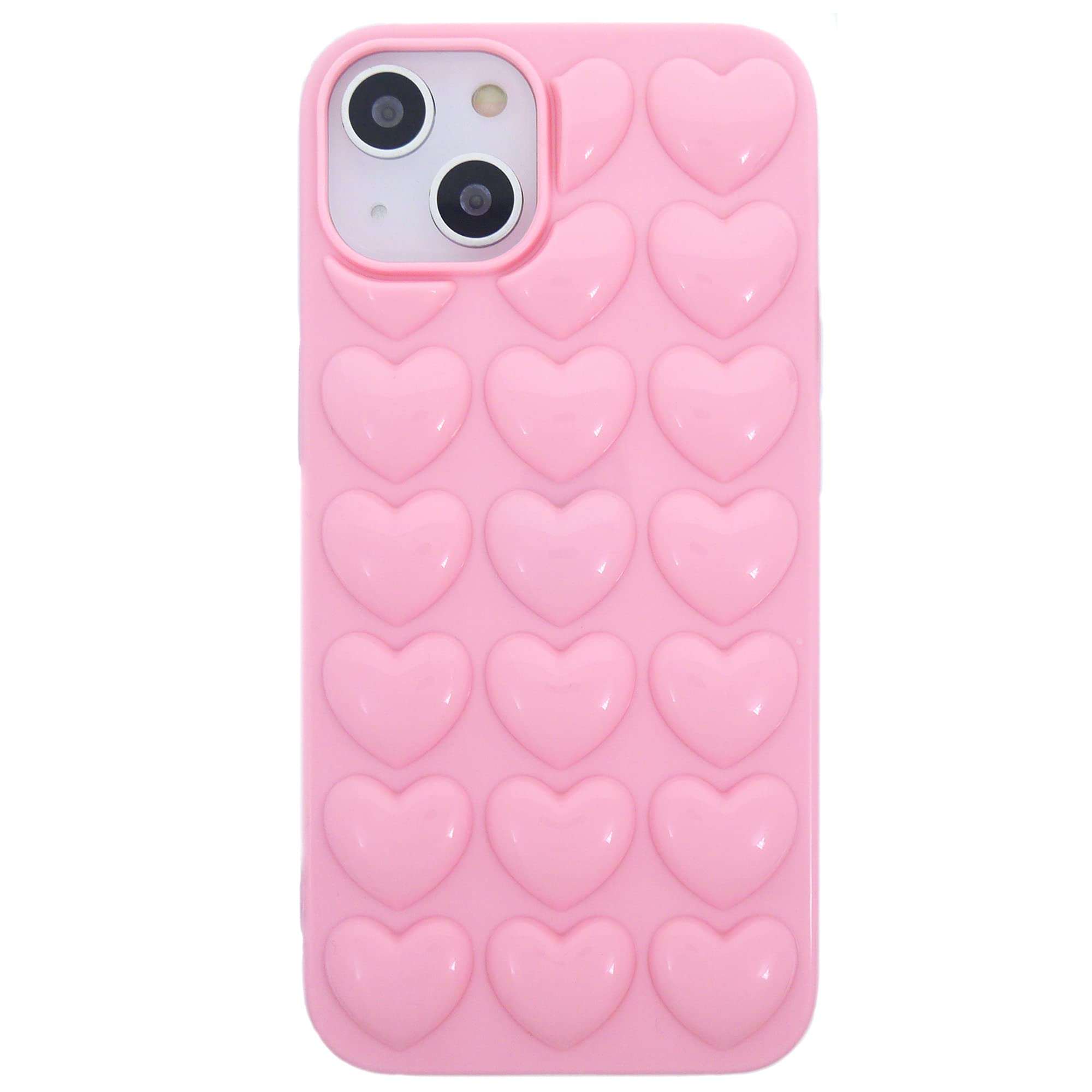 Dmaos Iphone 13 Case For Women, 3D Pop Bubble Heart Kawaii Gel Cover, Cute Girly For Iphone13 6.1 Inch - Baby Pink