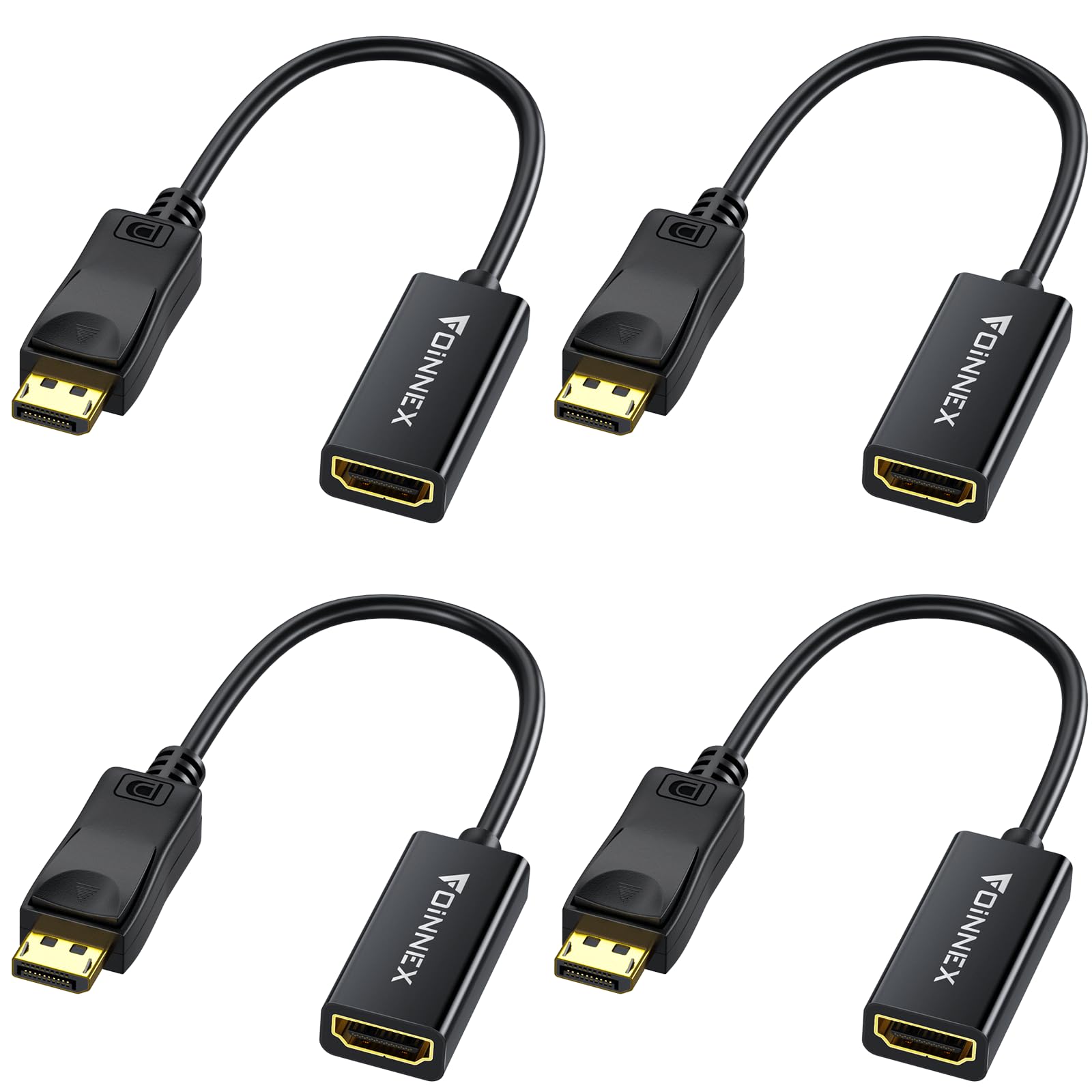 4K Displayport To Hdmi Adapter, 4 Pack Unidirectional Dp To Hdmi Adapters Compatible For Dell, Hp, Insignia, Samsung