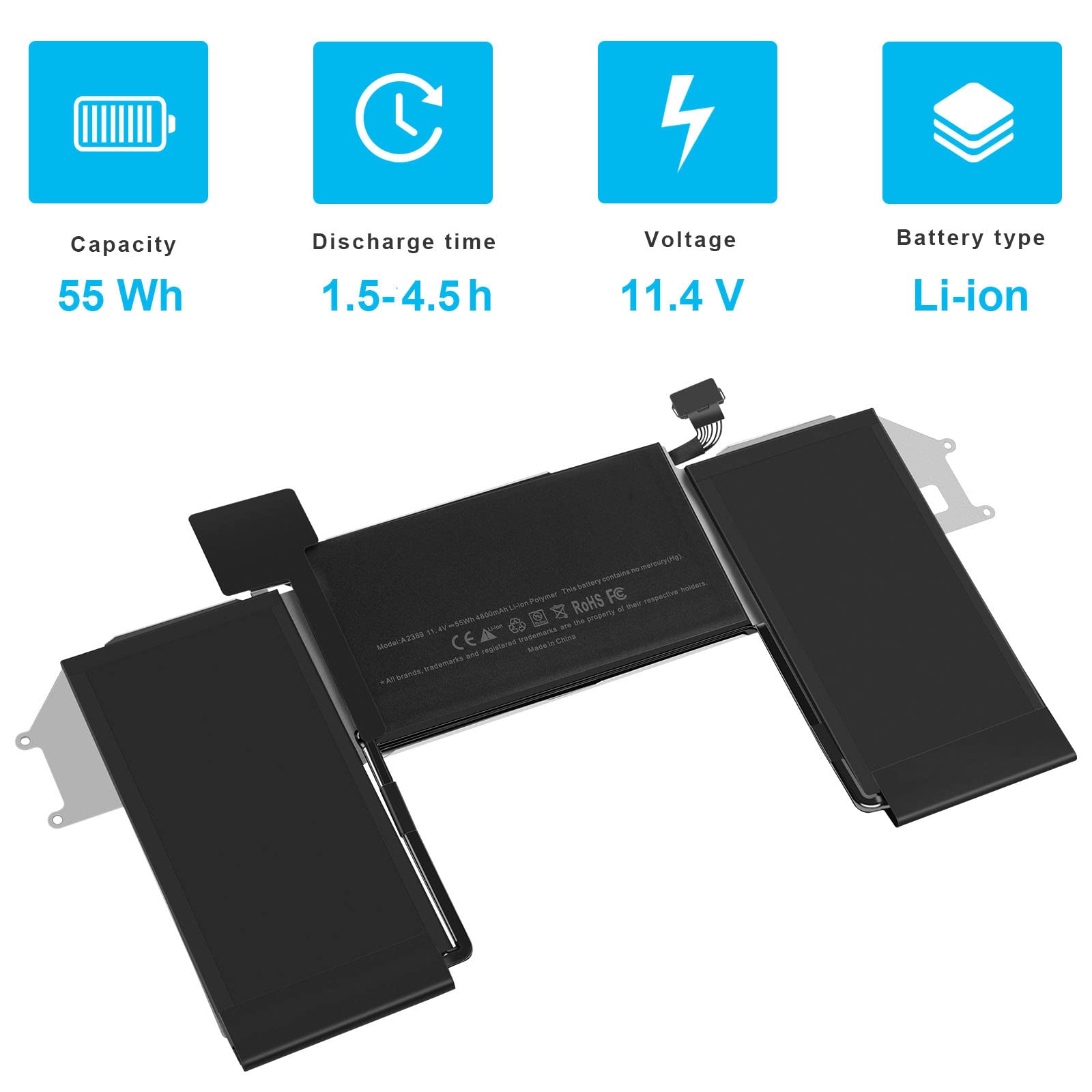 Fancy Buying A2389 A2337 Battery Replacement For Macbook Air 13 Inch A2337 M1 (2020), Emc 3598, Mgn53 Mgn83 Mgn63 Mgn93 Mgnd3 Mg