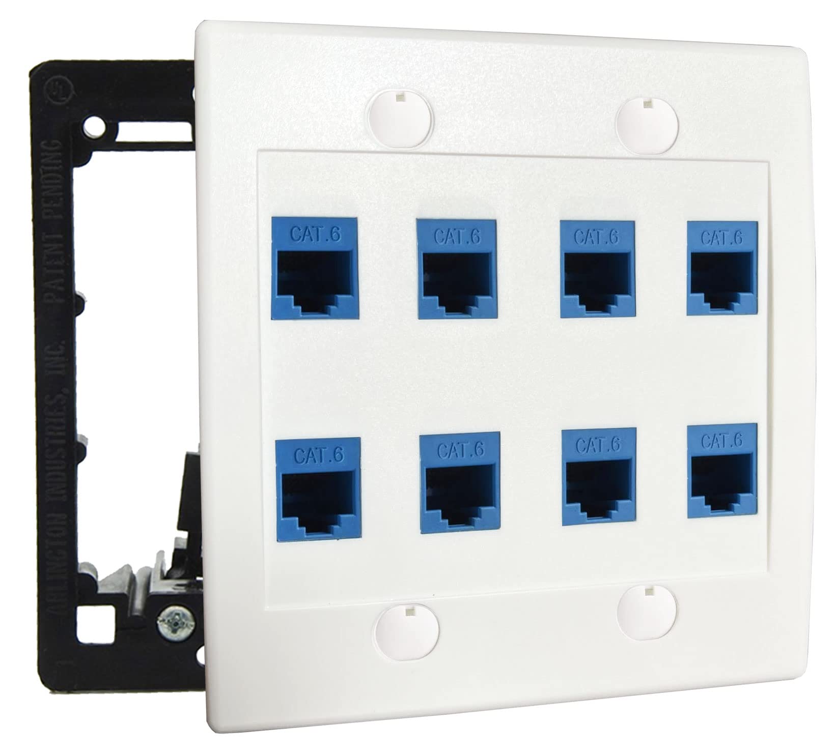 Diytech Ethernet Wall Plate   8 Port Rj45 Cat6 Ethernet Wall Outlet, Female To Female Cat6 Wall Jack Keystone, Ethernet Plug In