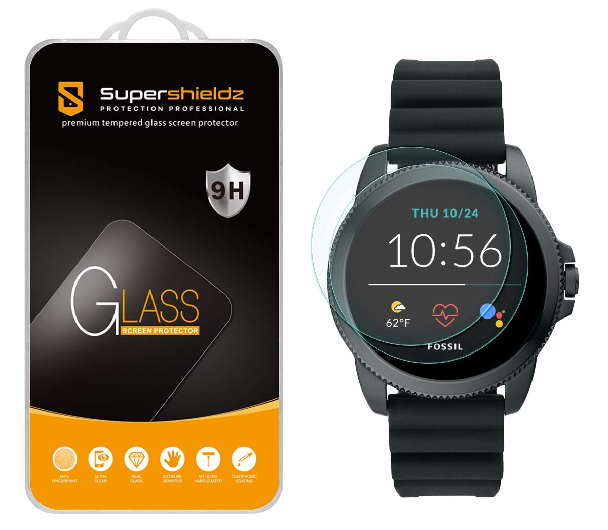 Supershieldz (2 Pack) Designed For Fossil Men'S Gen 5E 44Mm Smartwatch Tempered Glass Screen Protector, Anti Scratch, Bubble Fre