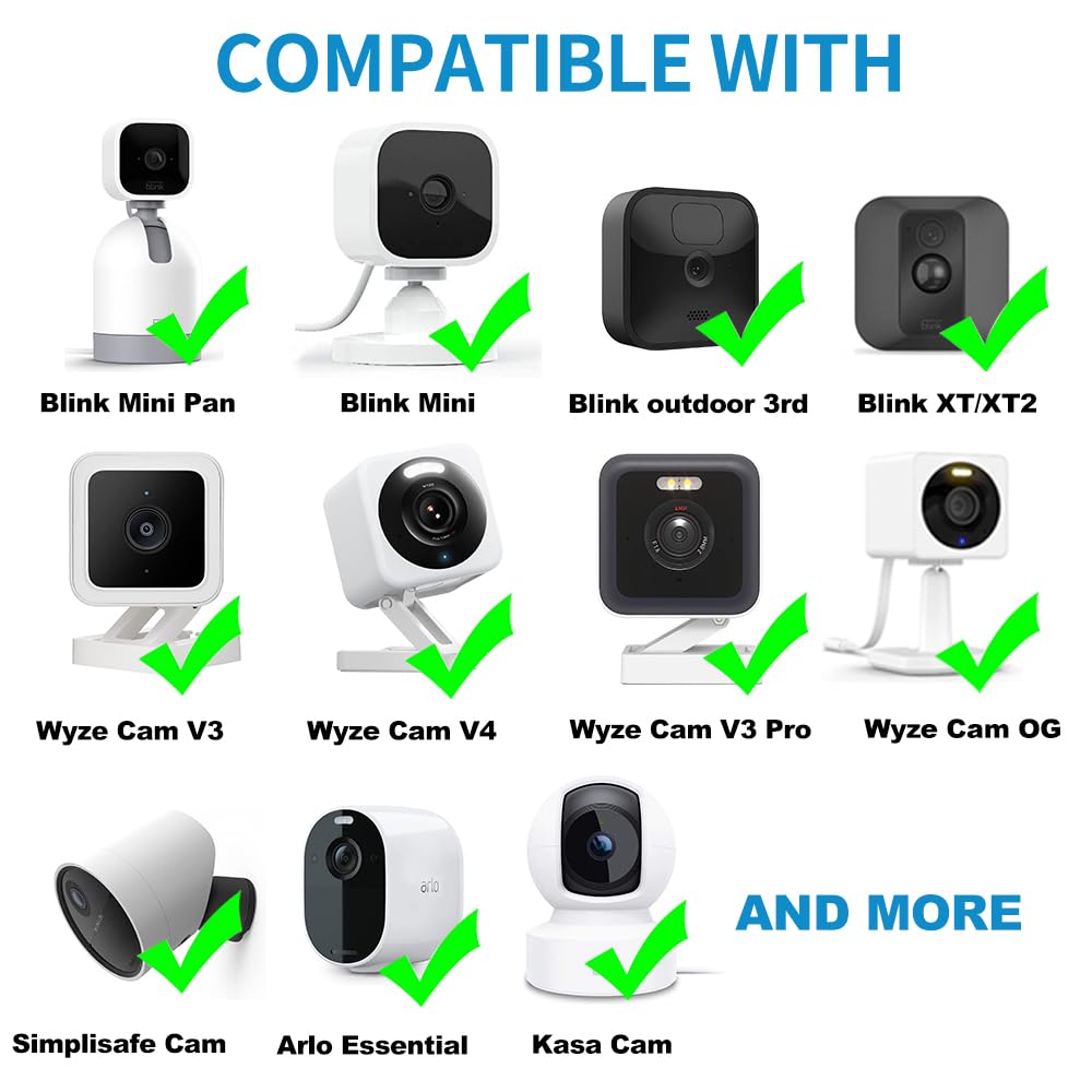 Jjmasee 2Pack 10Ft Power Extension Cable For Wyze Cam V3/V4/Og/V3 Pro, Blink Mini/Mini Pan,Kasa,Arlo Essential,Eufy,Simplisafe (