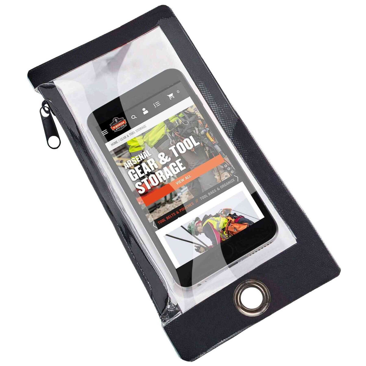 Water Resistant Phone Pouch, Zippered Cell Phone Sleeve, Attaches To Tool Lanyard, Plus Size, Ergodyne Squids 3760P