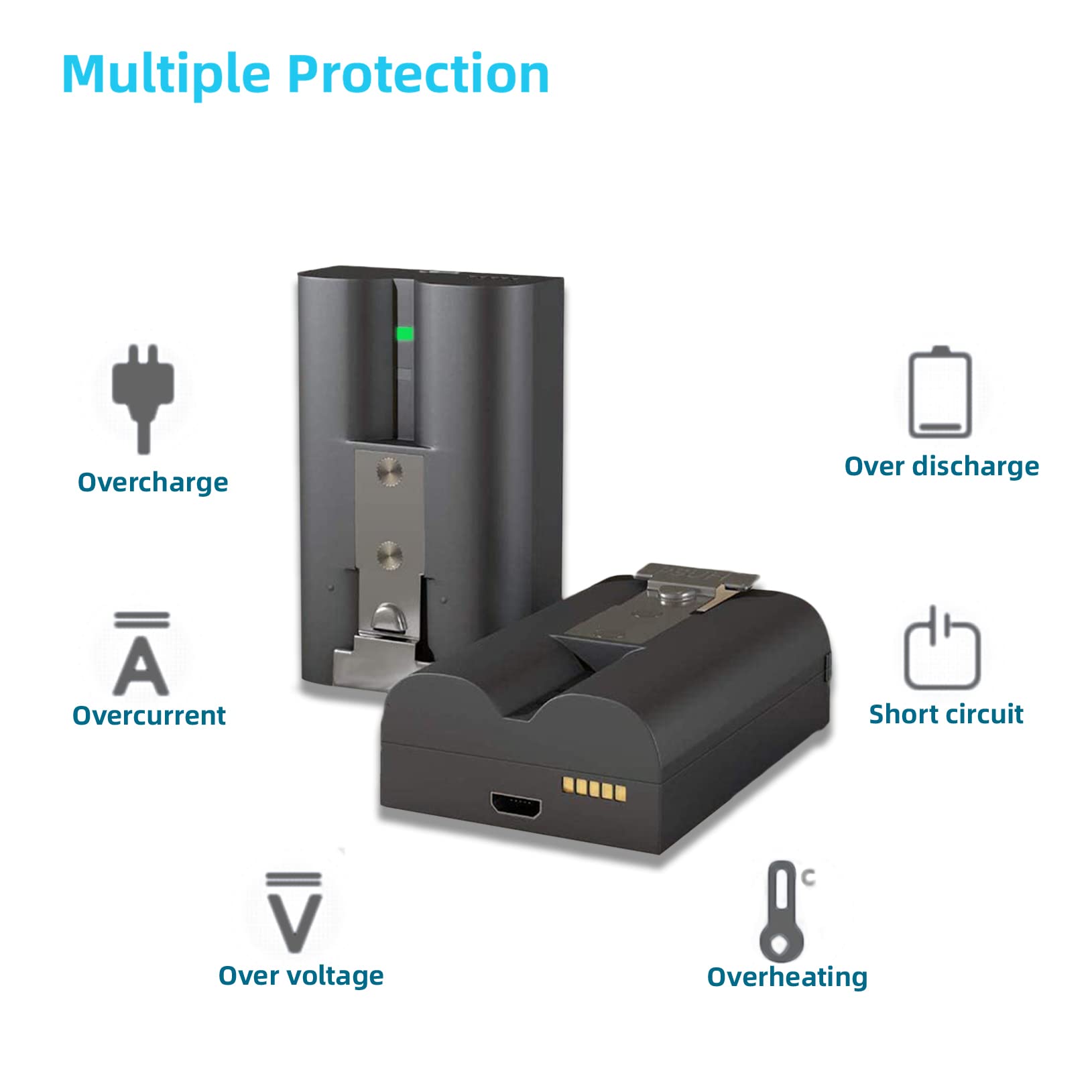 2 Pack 6040Mah Replacement Battery With Charger Station For Ring Doorbell Camera 2/3/4, Spotlight Camera And Stick Up Cam, Recha