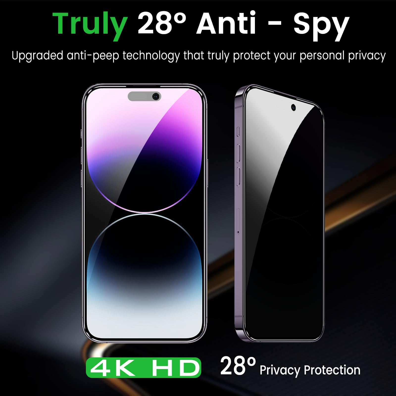 Nbiefuny 3 Pack Privacy Screen Protector For Iphone 14 Pro Max 6.7 Inch With 3 Pack Camera Lens Protector, Anti Spy Tempered Gla