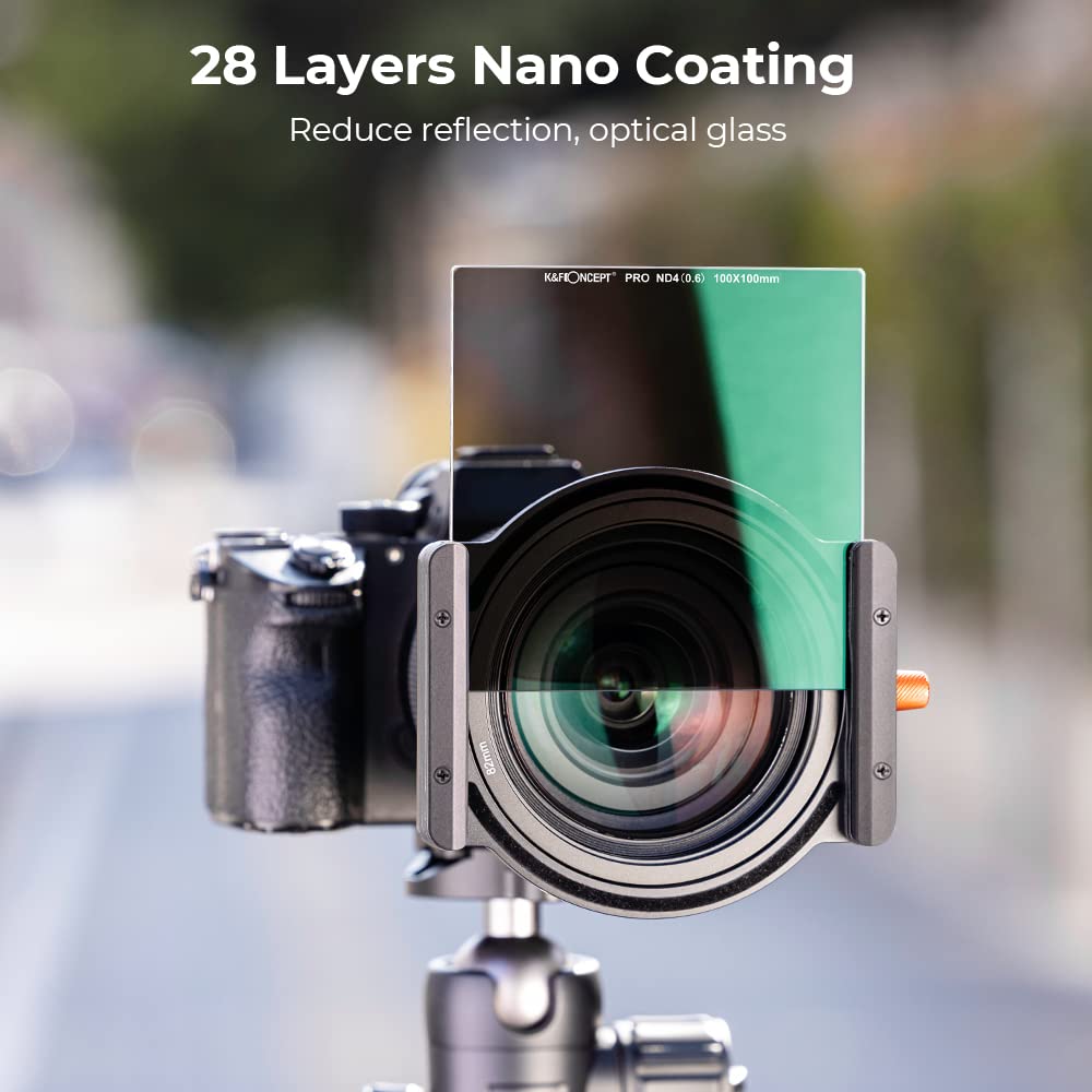 K&F Concept 100X100Mm Square Nd4 (2 Stops) Filter Waterproof Neutral Density Filter With 28 Multi Layer Coatings For Camera Lens