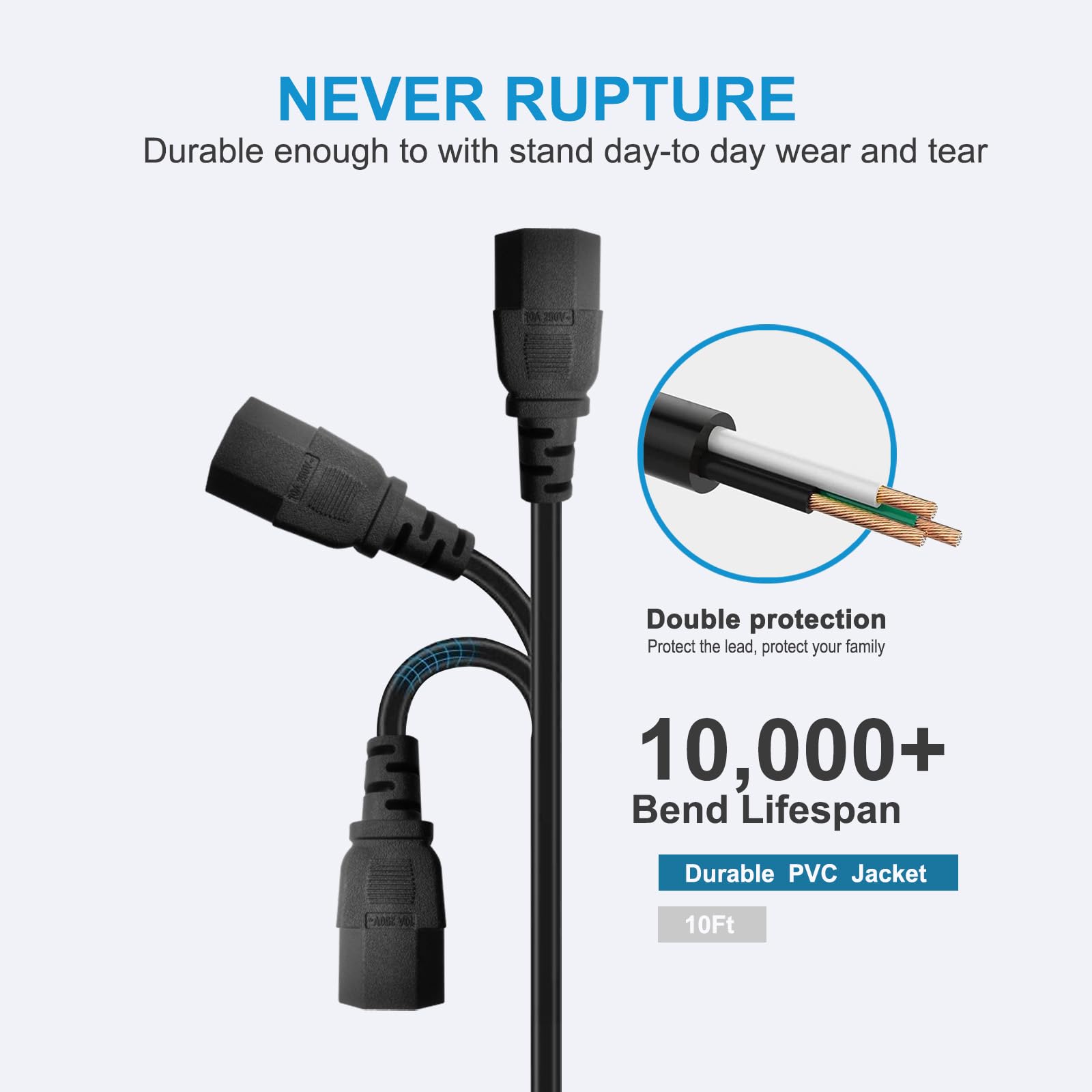 3 Prong Tv Power Cord Cable For Lg Tv 42Lg50 42Lk450 32Lg30 42Cs570 42Lk520 32Lv2500 42Lf11 42Lg20 42Lg30 42Lg30Dc 42Lg70 42Lk550 55Lw5600 55Lw5300 55Lw5700 55Lw6500 & More Replacement Power Cord