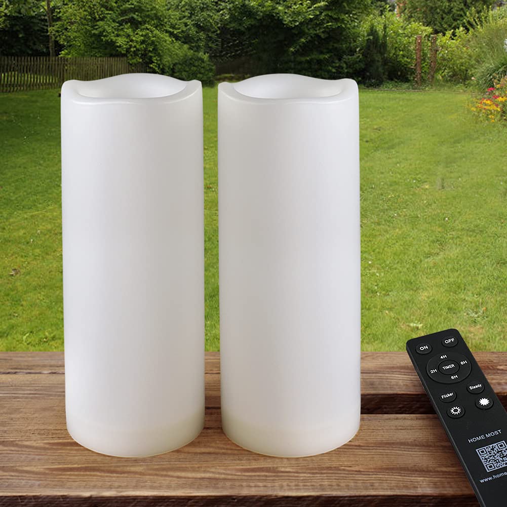 Home Most Pack Of 2 White Led Candles Outdoor 3X8   Unscented Ip65 Waterproof Battery Powered Flameless Led Pillar Candles With