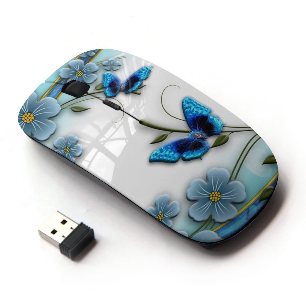 Koolmouse [ Optical 2.4G Wireless Mouse [ Butterfly White Floral Flower Petal ]