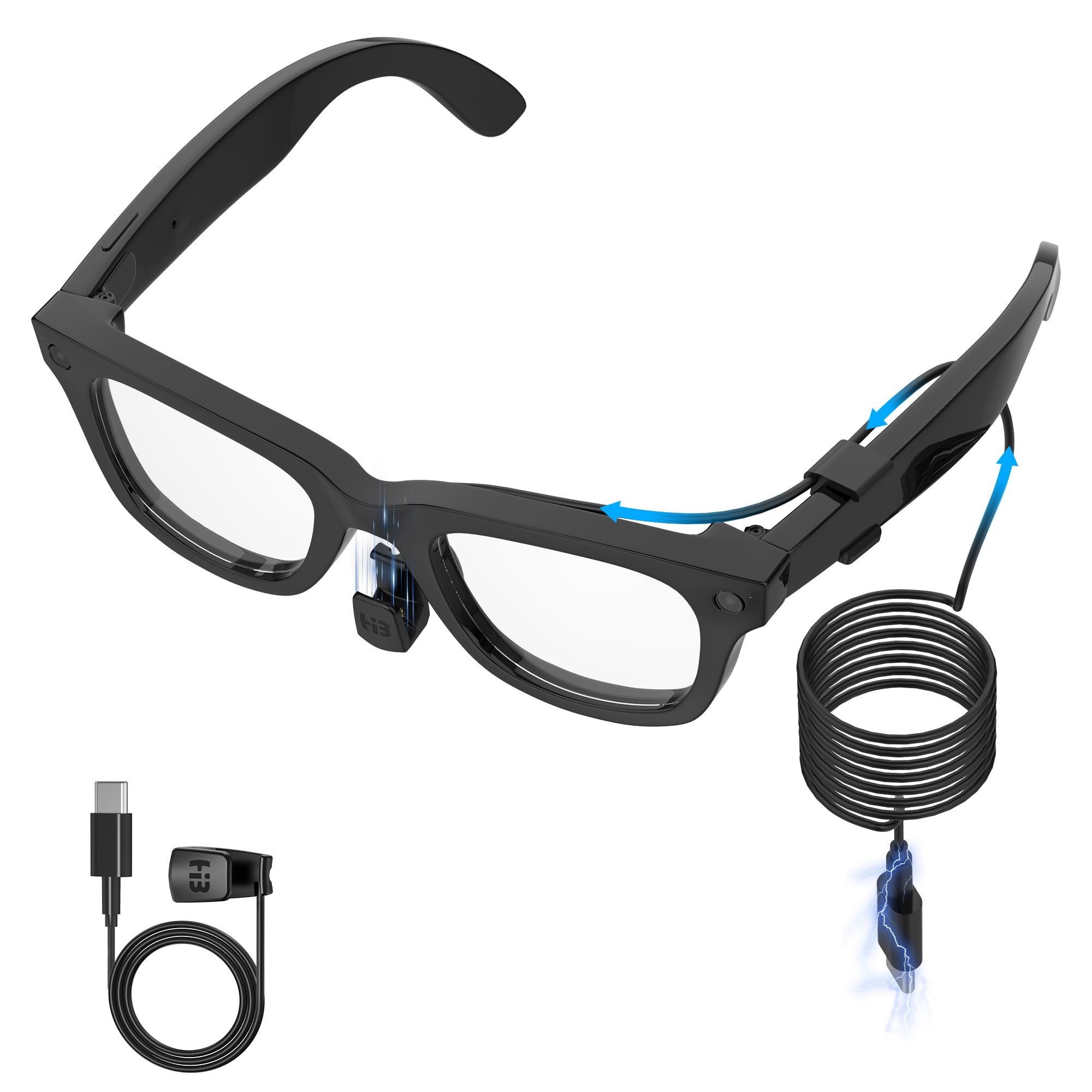 HiBloks Charging Cable for Ray-Ban Meta Wayfarer/Skyler/Headliner Gen 2 & Oakley Meta HSTN Accessories, 3.9ft Type-C Charging Wh