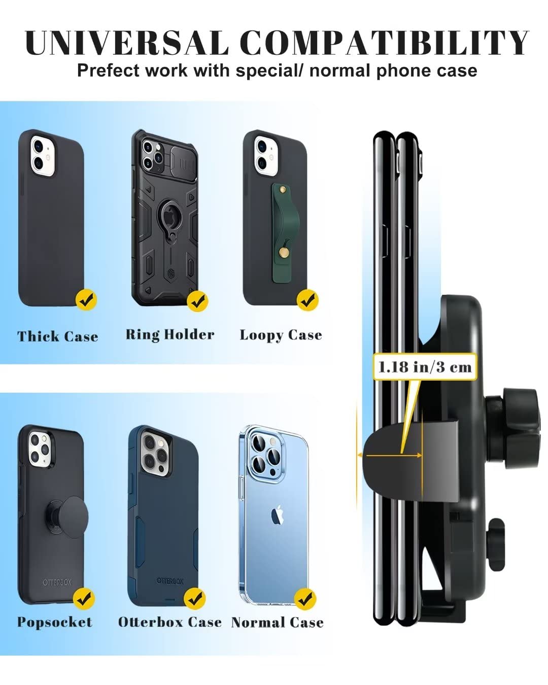 Banbotu Car Phone Holder Mount   Socket Grips Pop Cradles Friendly, Hands Free 360       Rotatable & Anti Shake Air Vent Mount,