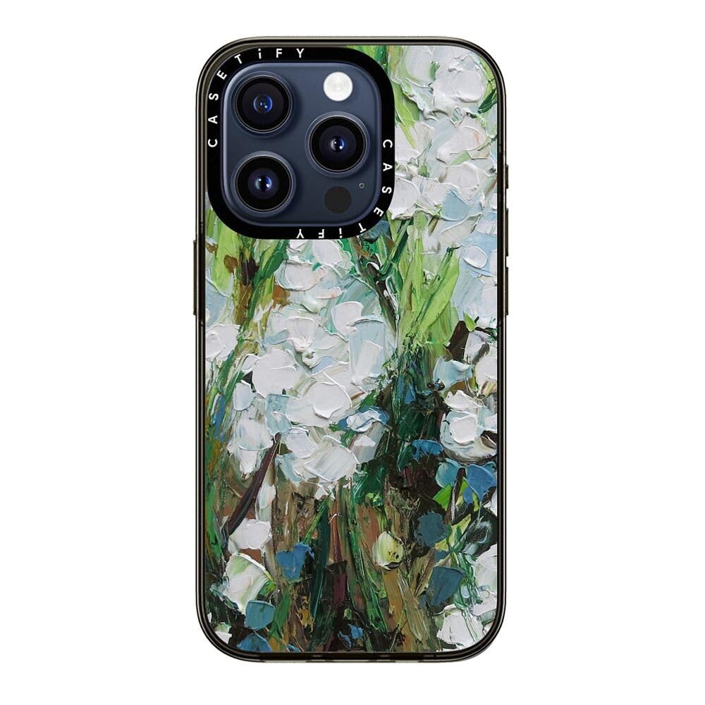 Casetify Compact Iphone 15 Pro Case [2X Military Grade Drop Tested / 4Ft Drop Protection]   Wild Squill Flowers   Clear Black