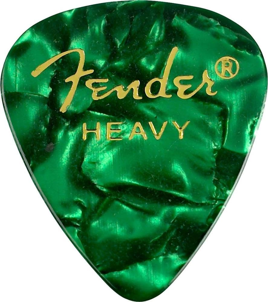 Fender Premium Celluloid Guitar Picks 351 Shape, Green Moto, Heavy, 12 Pack