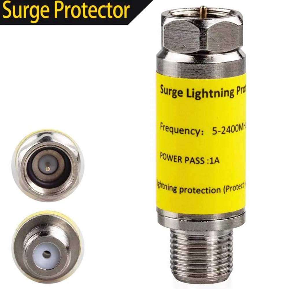 IMUQI Coaxial Surge Lightning Protector for Cable TV, 75 Ohm, 5-2400MHz, Yellow, Polycarbonate Material